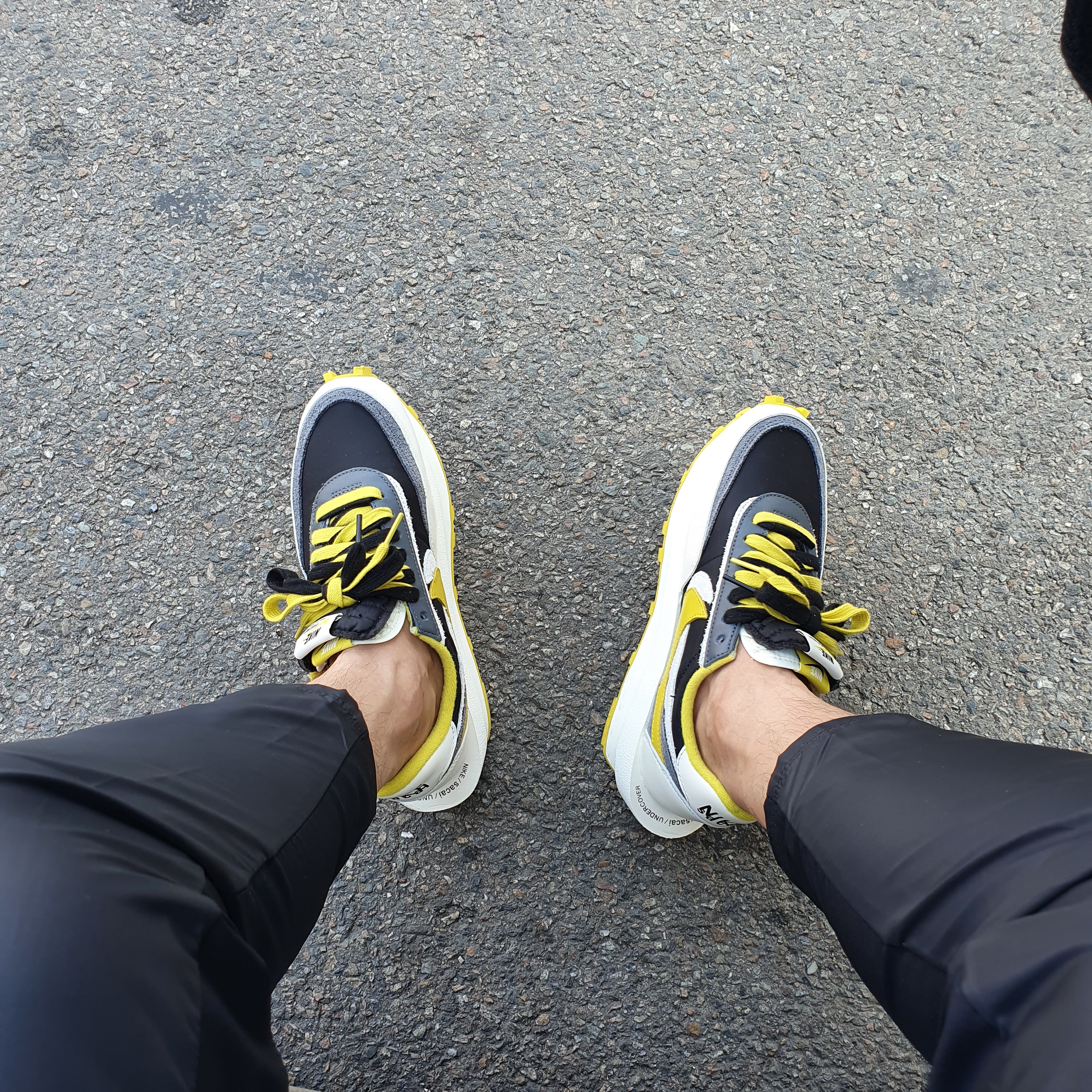 Nike x Sacai x Undercover LDWaffle Black Bright Citron 착용 스타일