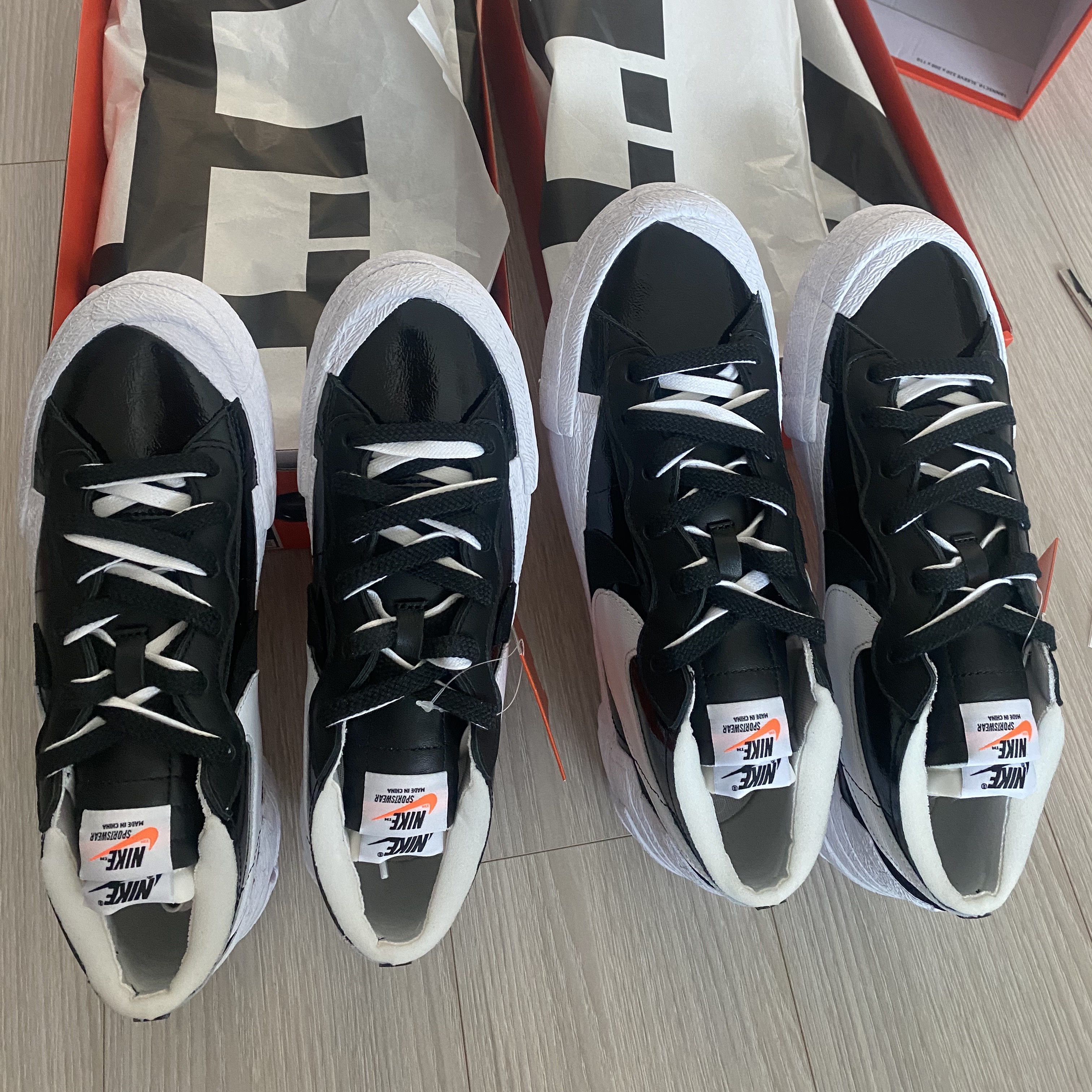 Nike x Sacai Blazer Low Black Patent Leather 착용 스타일