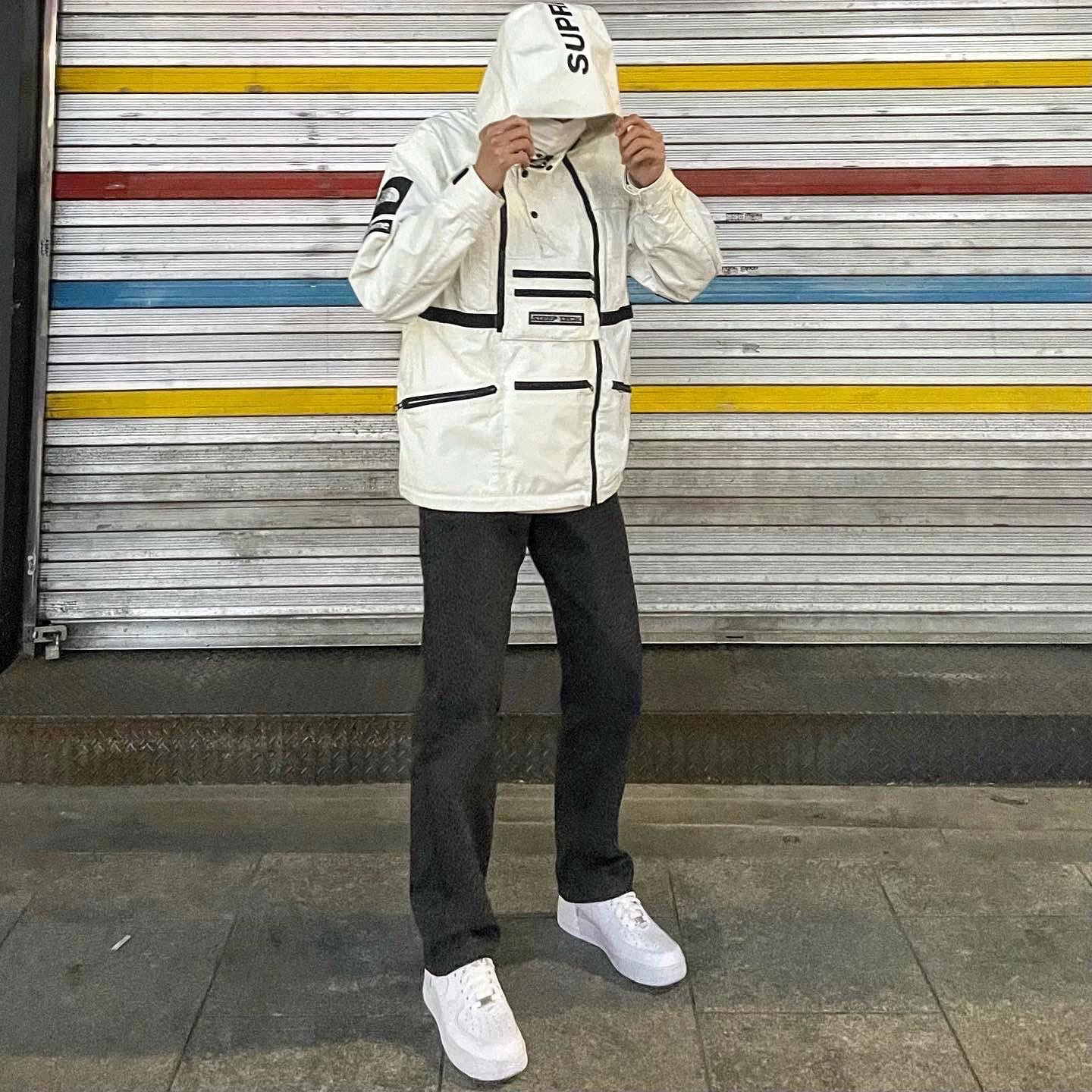 Supreme x The North Face Steep Tech Hooded Jacket White - 16SS, Nike x Supreme Air Force 1 Low White 착용 스타일 - 2
