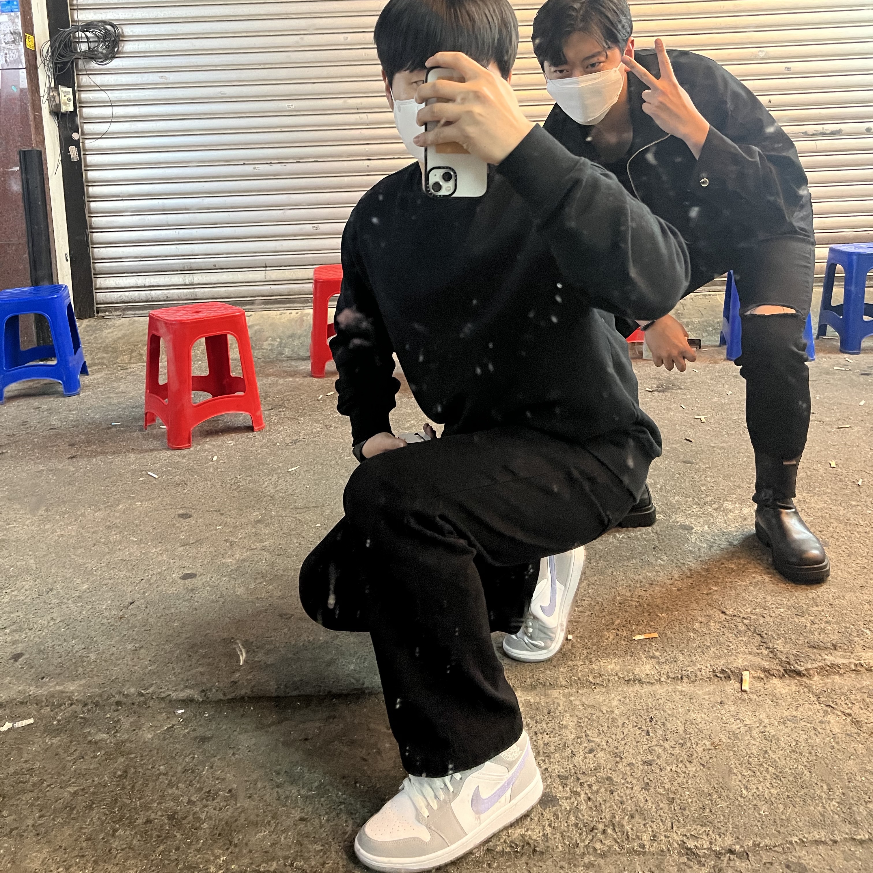 (W) Jordan 1 Mid Wolf Grey 착용 스타일