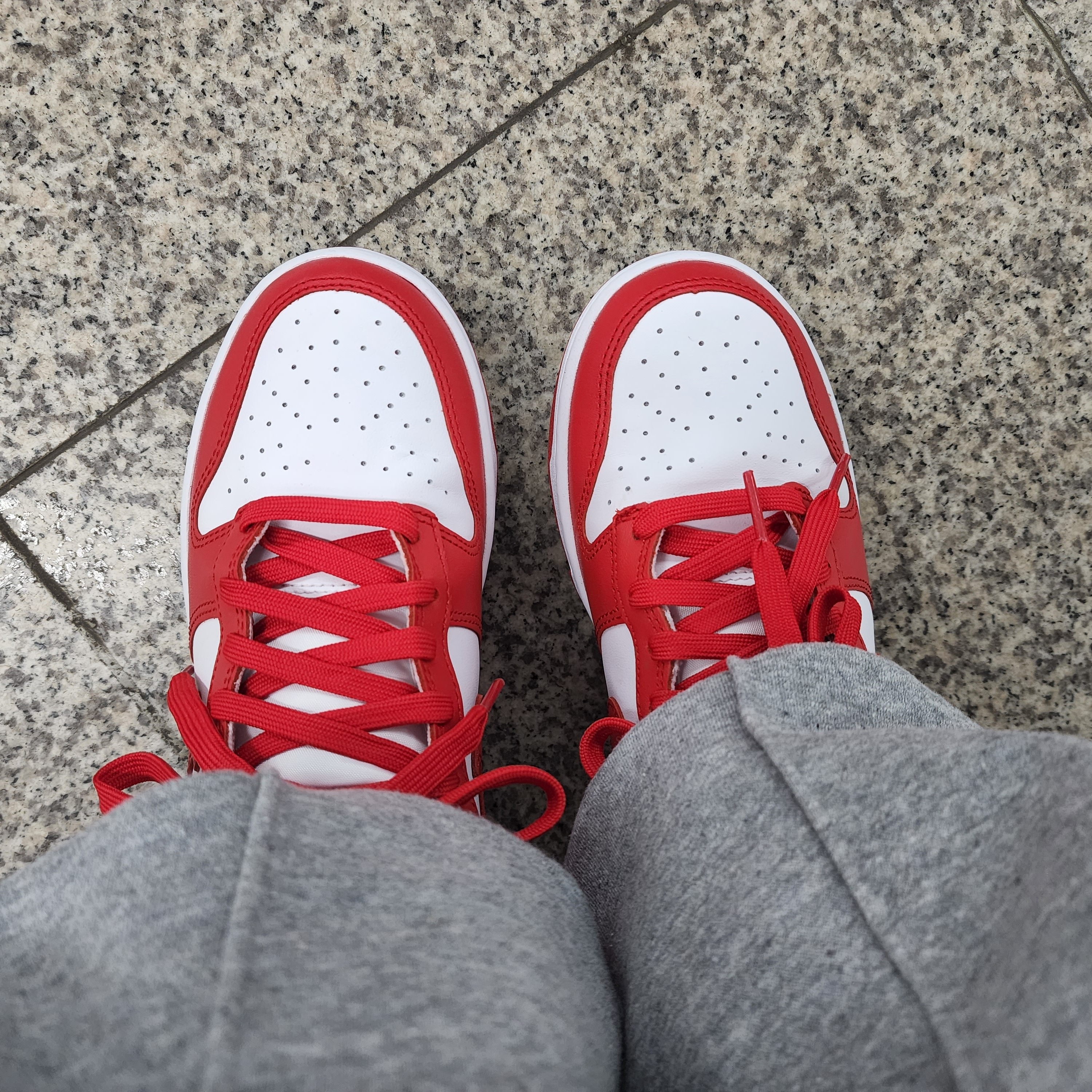 Nike Dunk High Retro Championship White and Red, (GS) Nike Dunk High Championship White and Red 착용 스타일 - 4