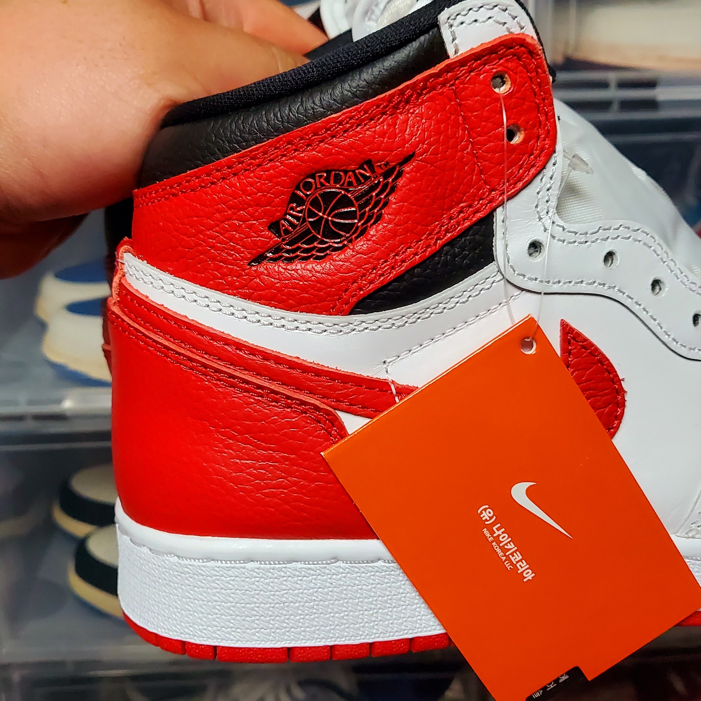 (GS) Jordan 1 Retro High OG Heritage, Jordan 1 x Travis Scott x Fragment Retro High OG SP Military Blue 착용 스타일 - 5