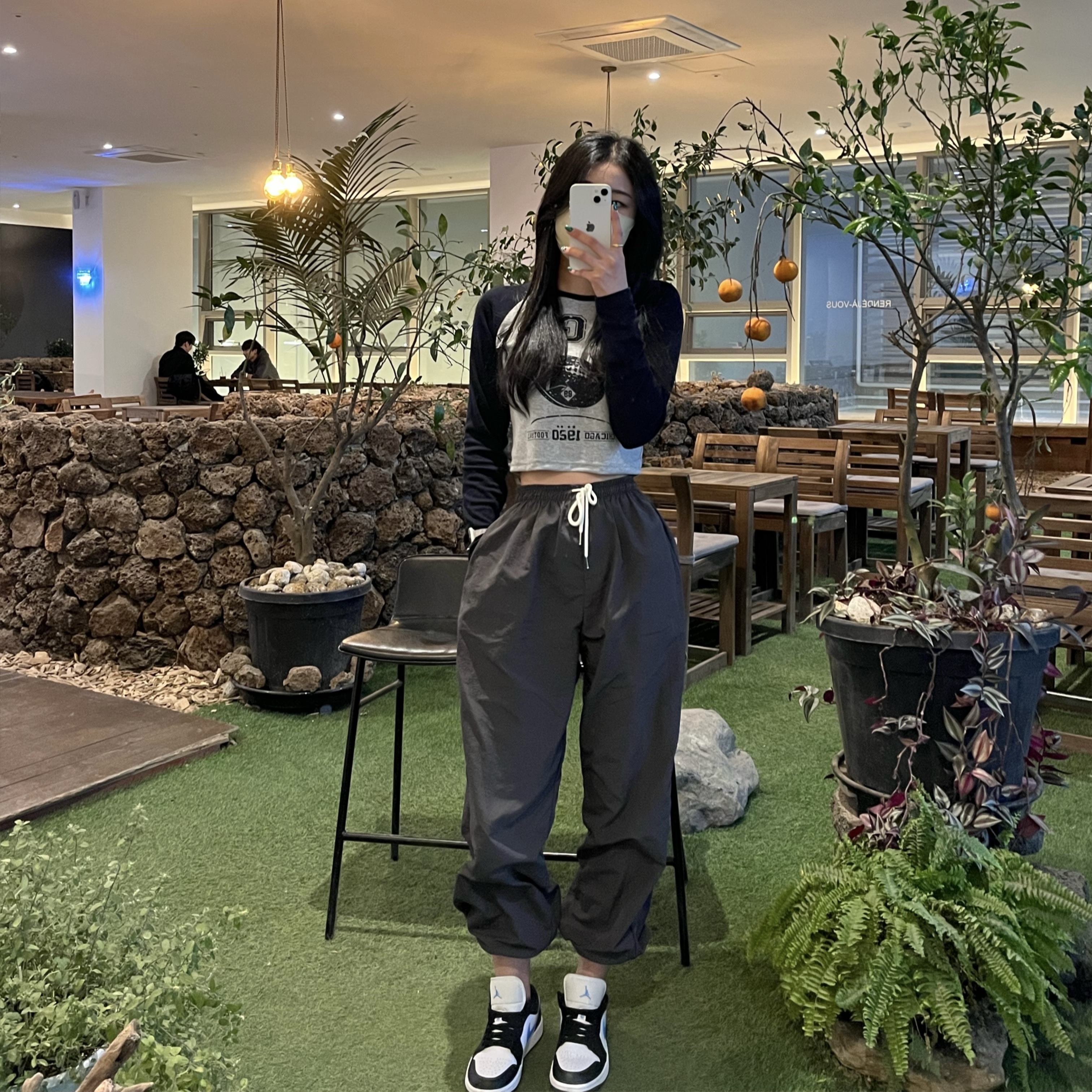 (W) Jordan 1 Low Black University Blue 착용 스타일