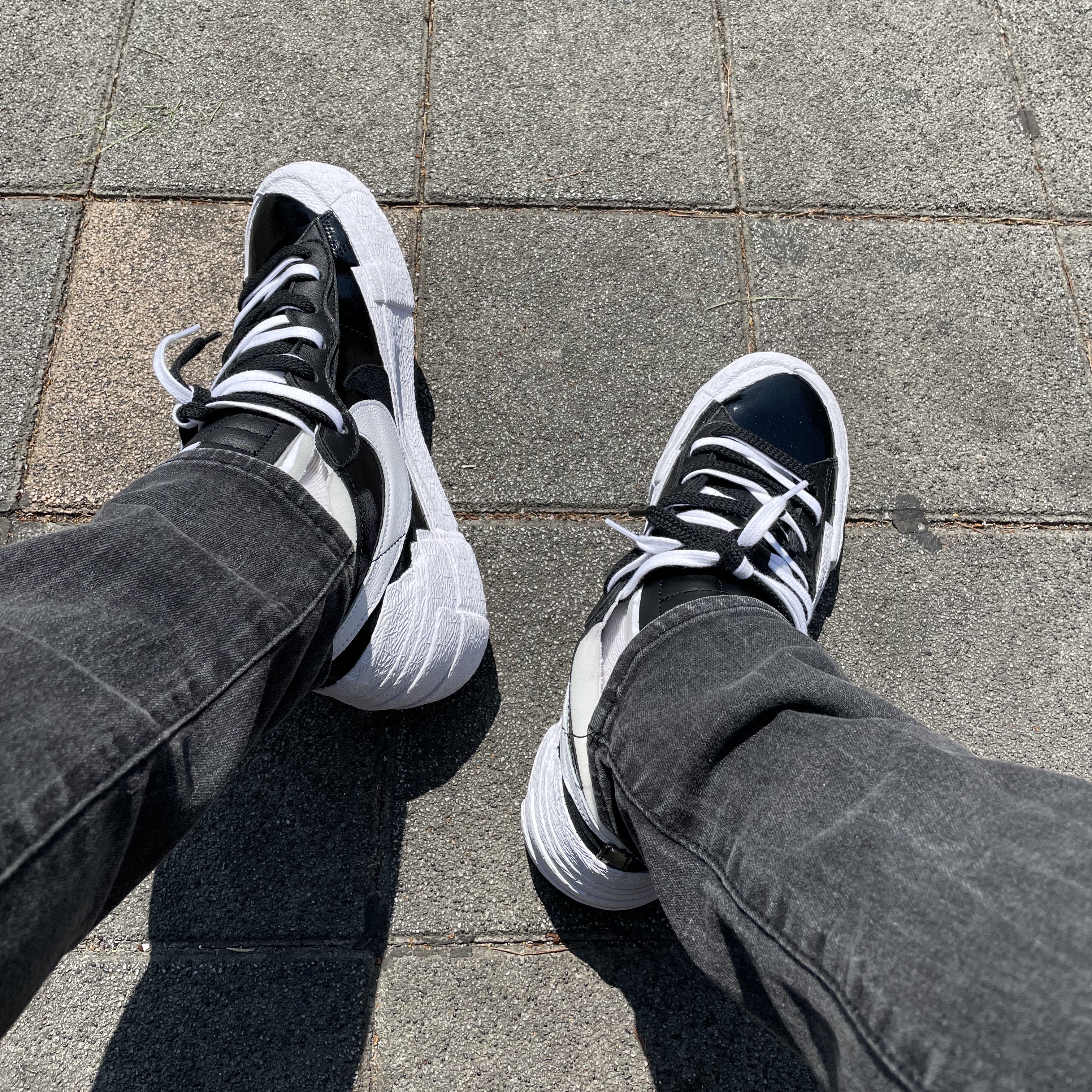 Nike x Sacai Blazer Low Black Patent Leather 착용 스타일