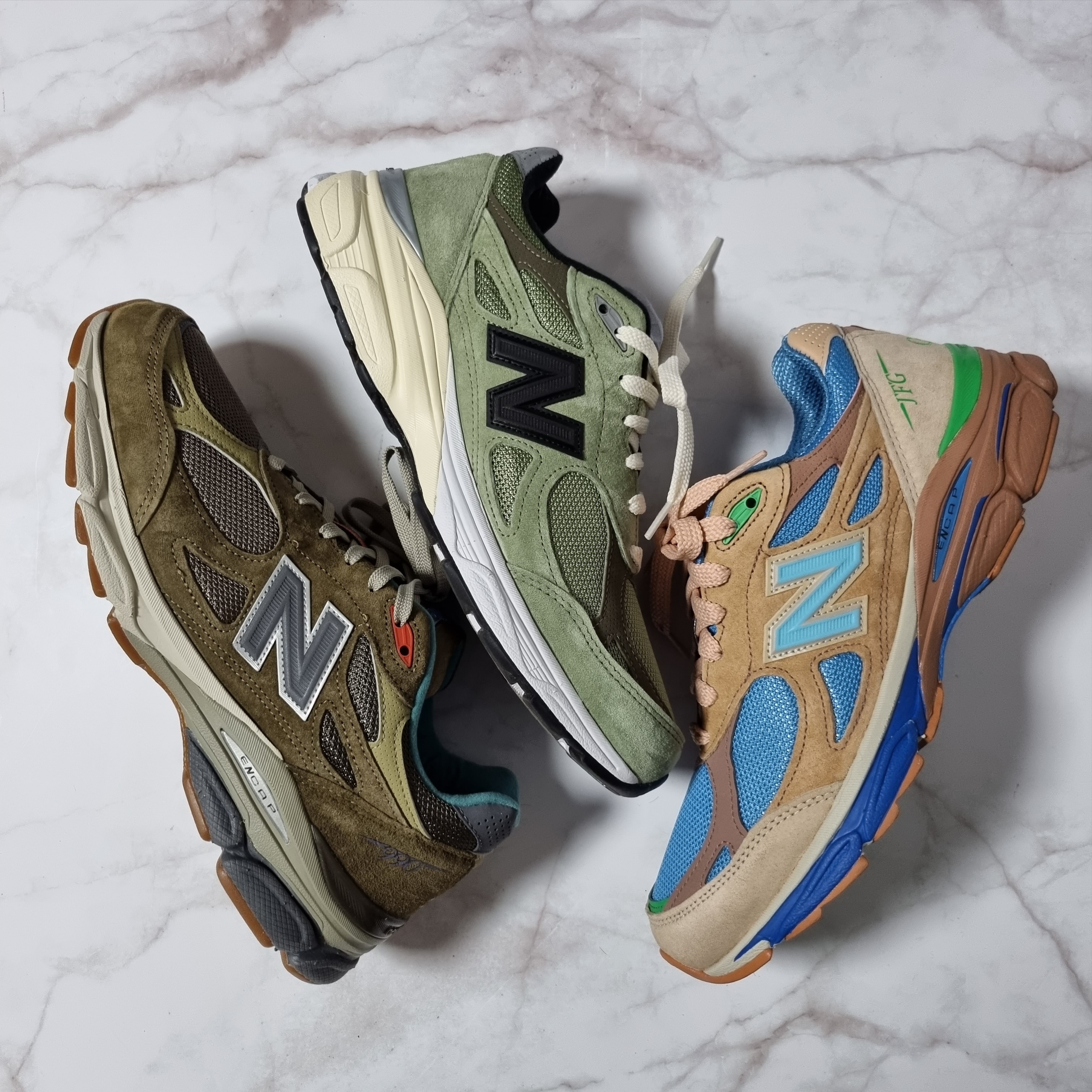 New Balance x JJJJound 990v3 Olive, New Balance x Joe Freshgoods 990v3 Made in USA Outside Clothes 착용 스타일