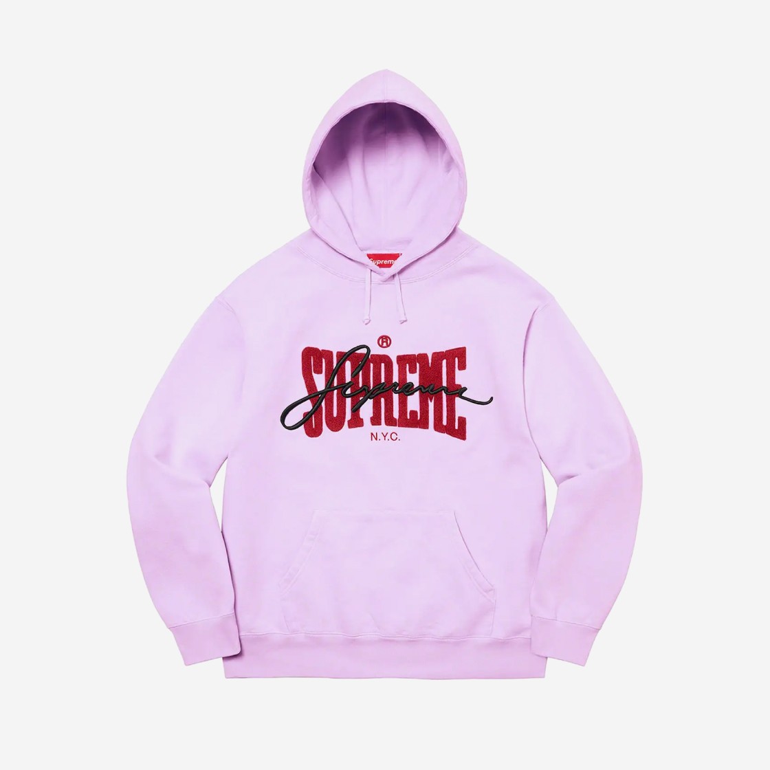 Supreme Embroidered Chenille Hooded Sweatshirt Pale Purple - 22SS 상세 이미지 1