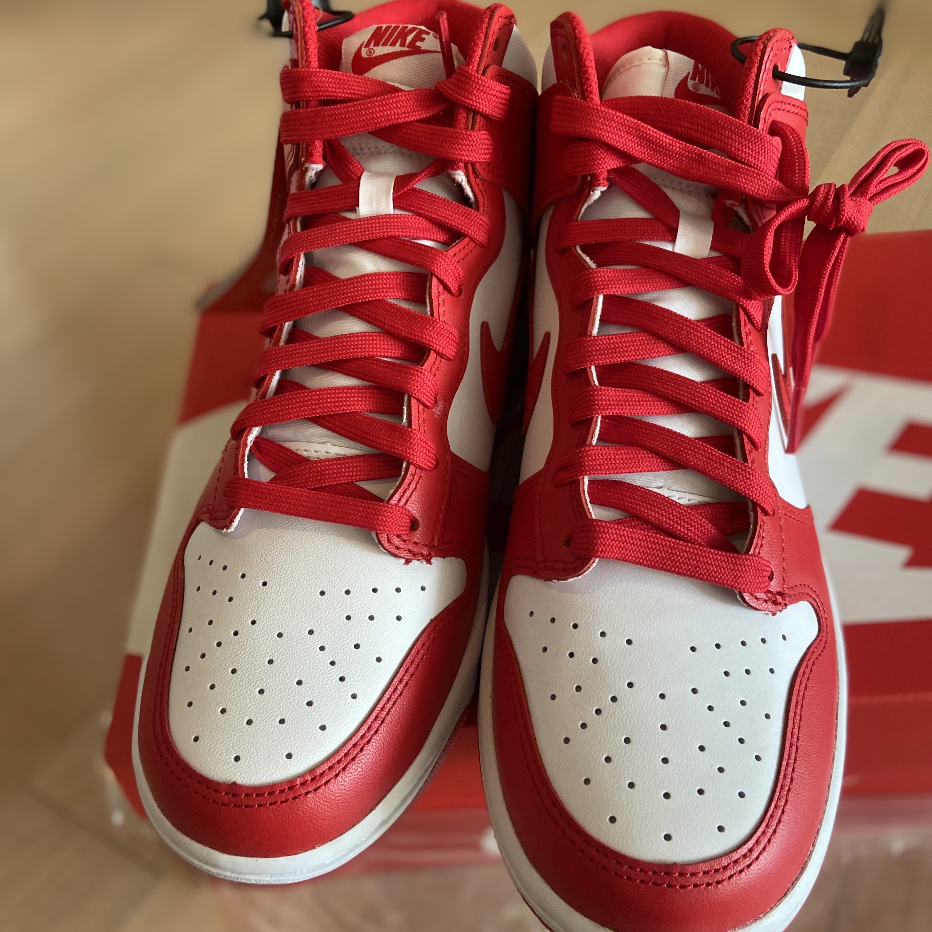 Nike Dunk High Retro Championship White and Red 착용 스타일 - 4