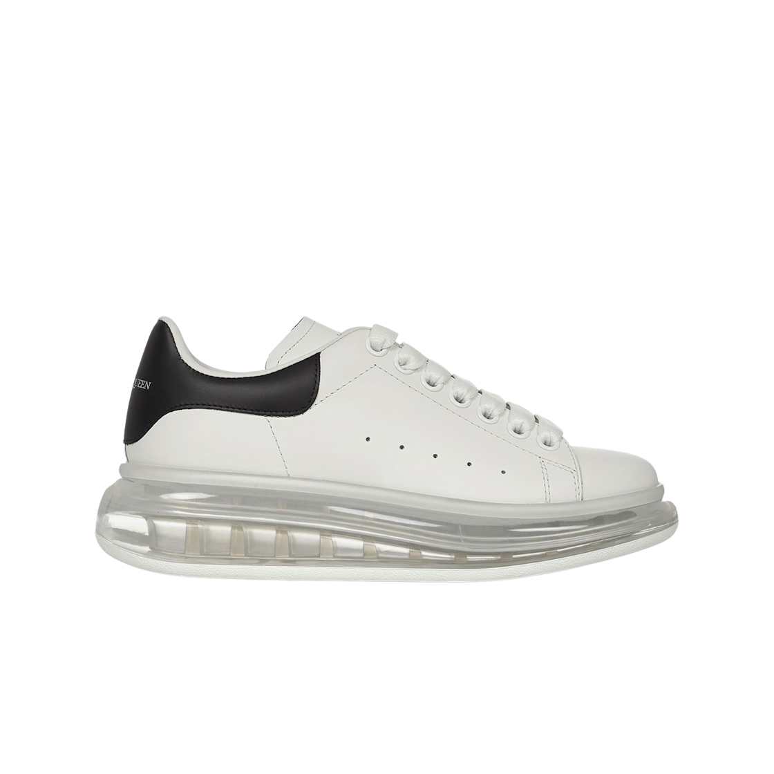 (W) 알렉산더 맥퀸 오버사이즈드 스니커즈 클리어 솔 화이트 블랙((W) Alexander McQueen Oversized Sneakers Clear Sole White Black)