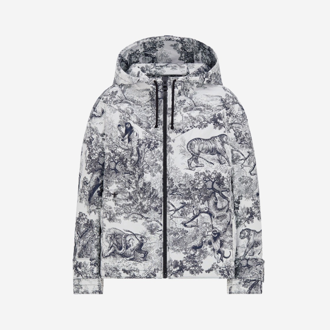 (W) Dior D-Way Windbreaker Technical Taffeta Jacquard with Toile de Jouy Motif White Navy Blue 상세 이미지 1