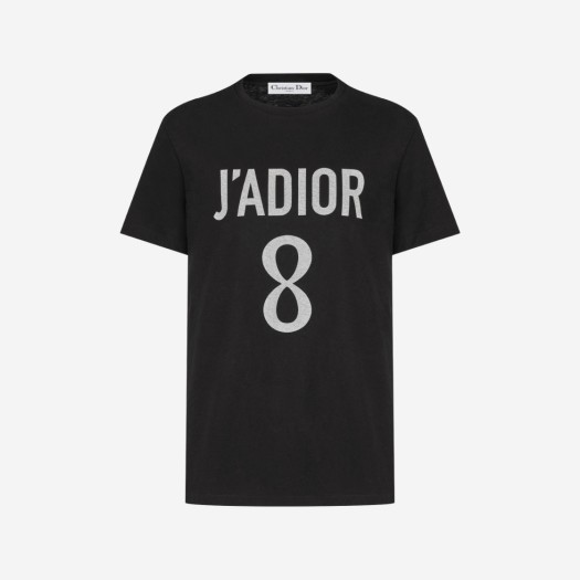 (W) 디올 리넨 코튼 저지 자디올 8 티셔츠 블랙