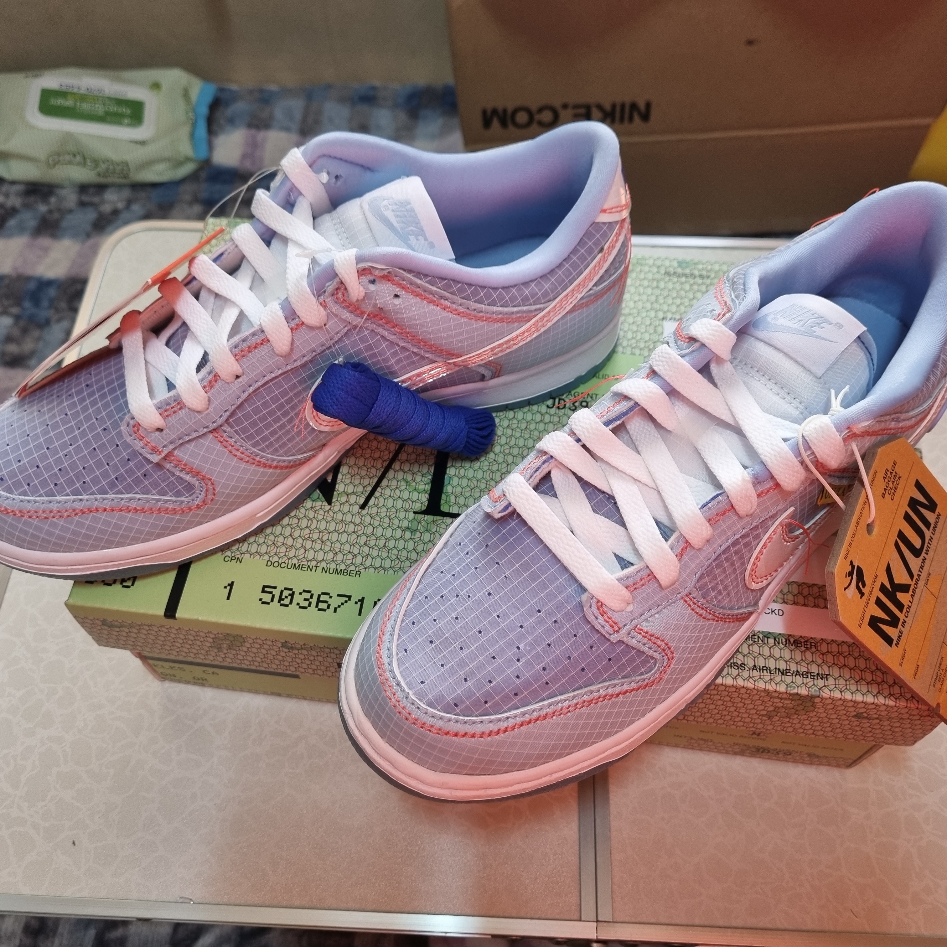 Nike x Union Dunk Low Passport Pack Argon 착용 스타일 - 2