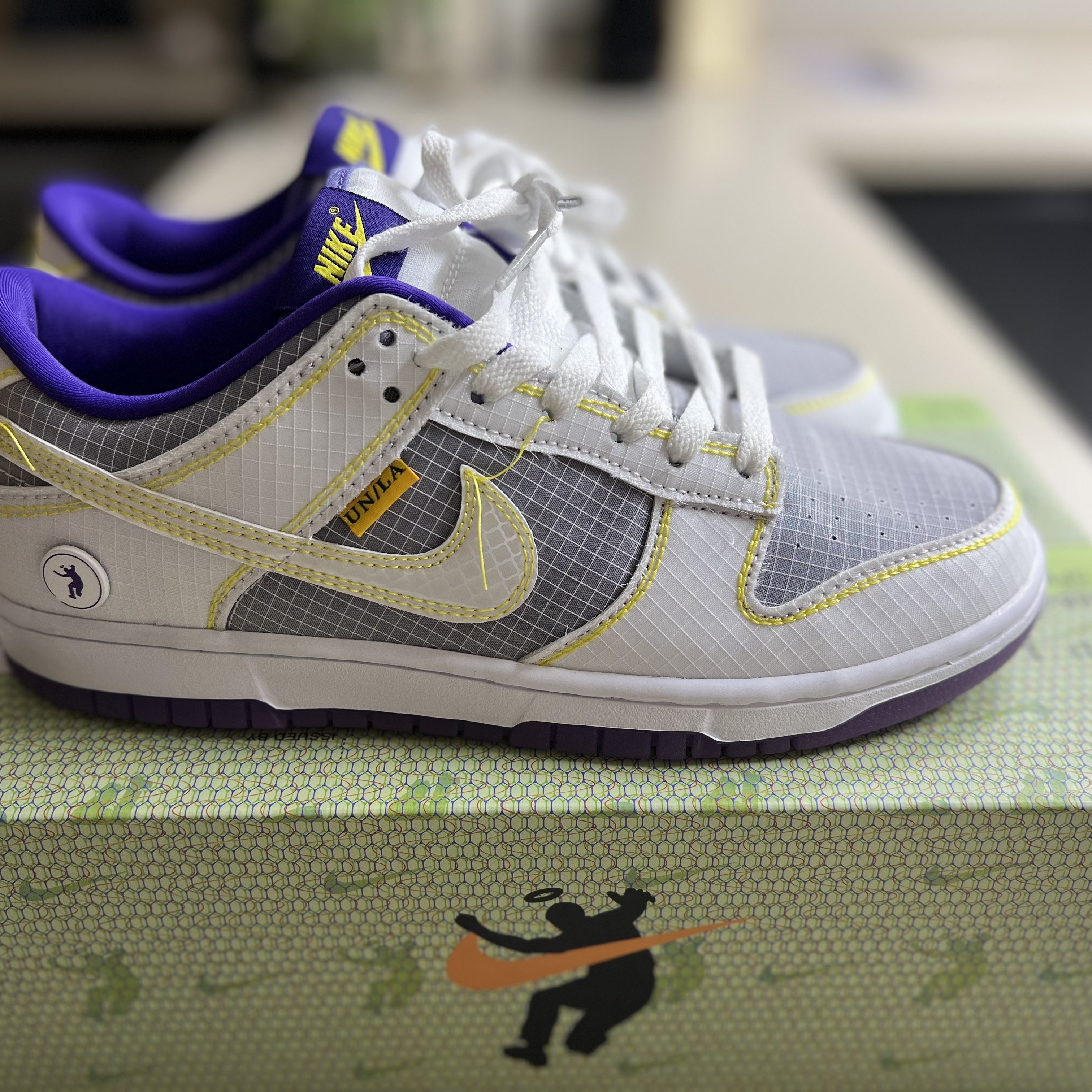 Nike x Union Dunk Low Passport Pack Court Purple White 착용 스타일 - 1