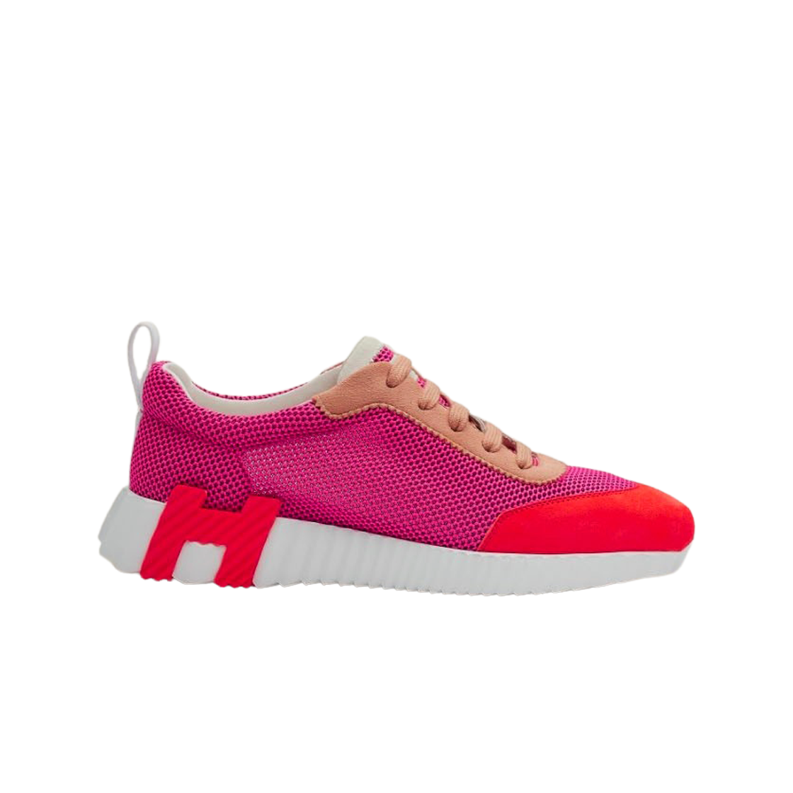 (W) 에르메스 바운싱 스니커즈 메쉬 스웨이드 고트스킨 & 멀티꼴로르 로즈((W) Hermes Bouncing Sneakers Mesh Suede Goatskin & Multicolore Rose) - 1