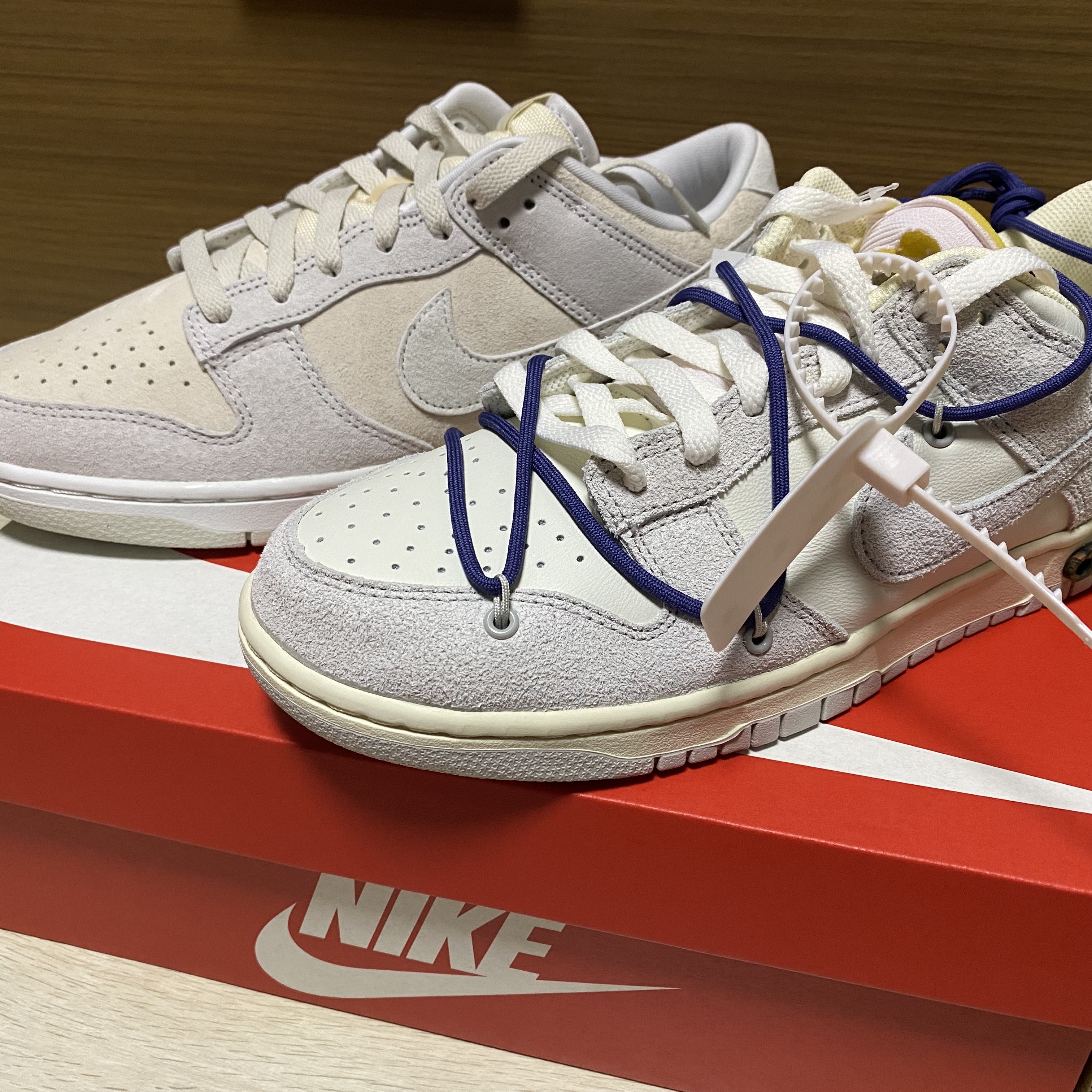 Nike Dunk Low Retro PRM Vast Grey, Nike x Off-White Dunk Low The 50 - Lot 18 착용 스타일 - 1