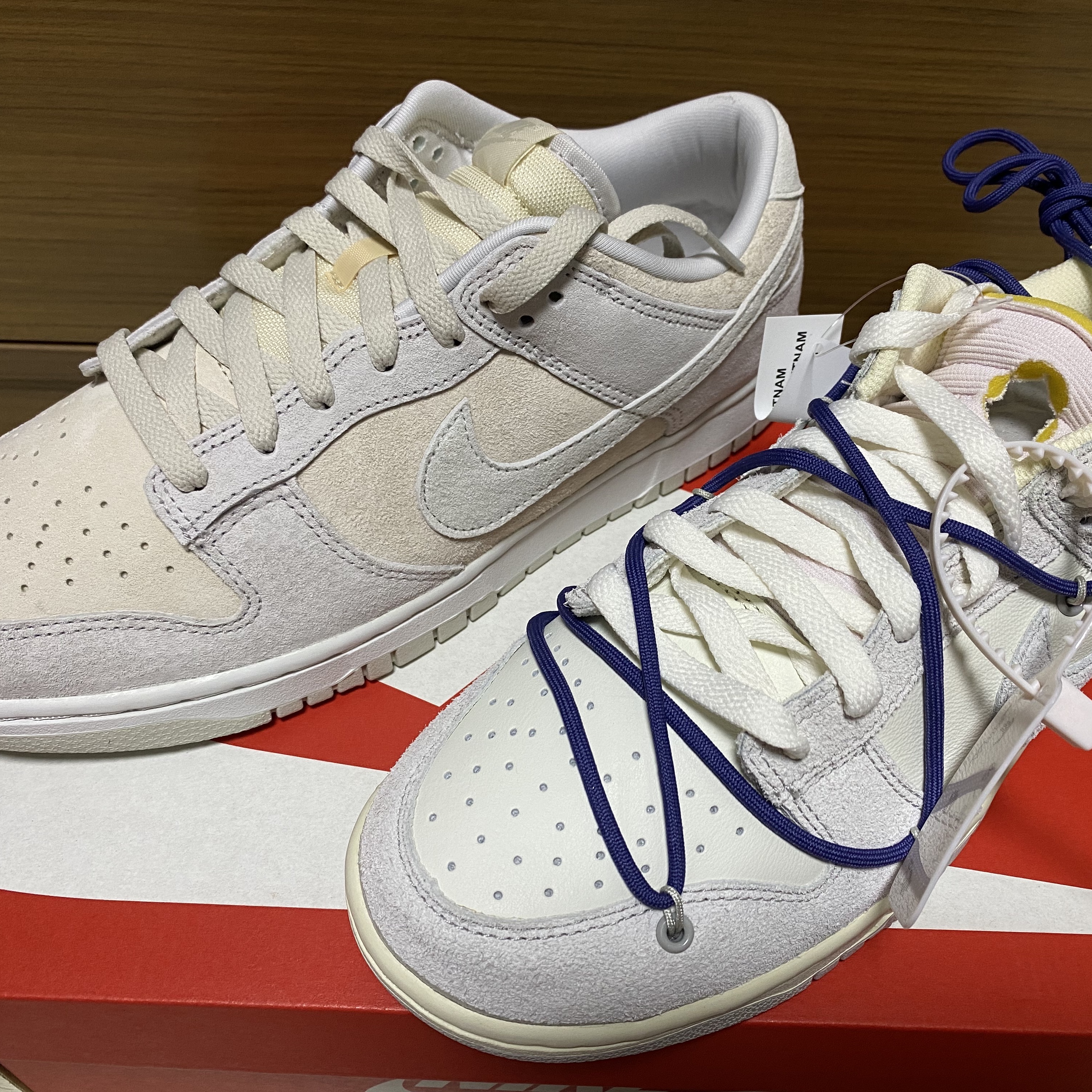 Nike Dunk Low Retro PRM Vast Grey, Nike x Off-White Dunk Low The 50 - Lot 18 착용 스타일 - 2
