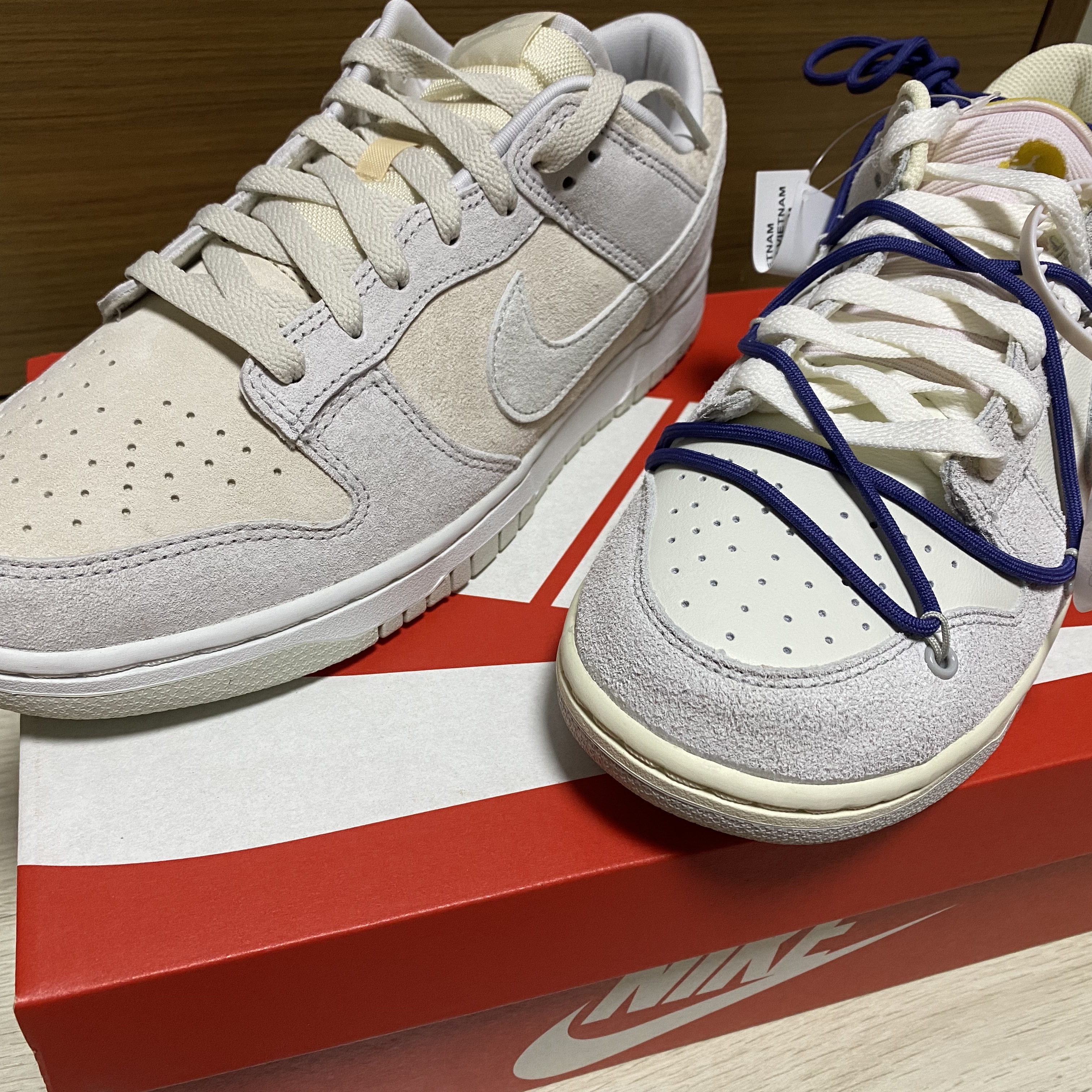 Nike Dunk Low Retro PRM Vast Grey, Nike x Off-White Dunk Low The 50 - Lot 18 착용 스타일 - 3
