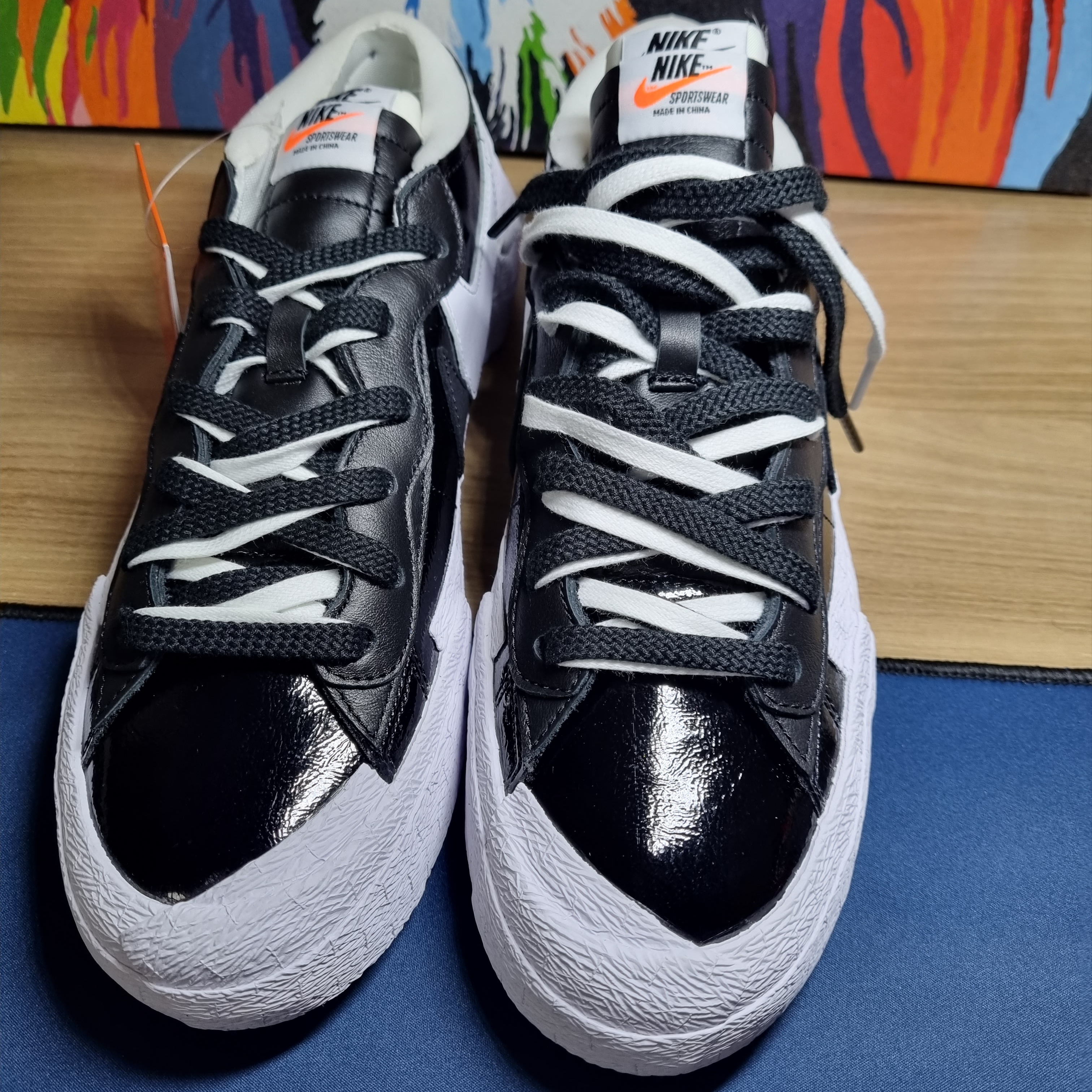 Nike x Sacai Blazer Low Black Patent Leather 착용 스타일 - 1