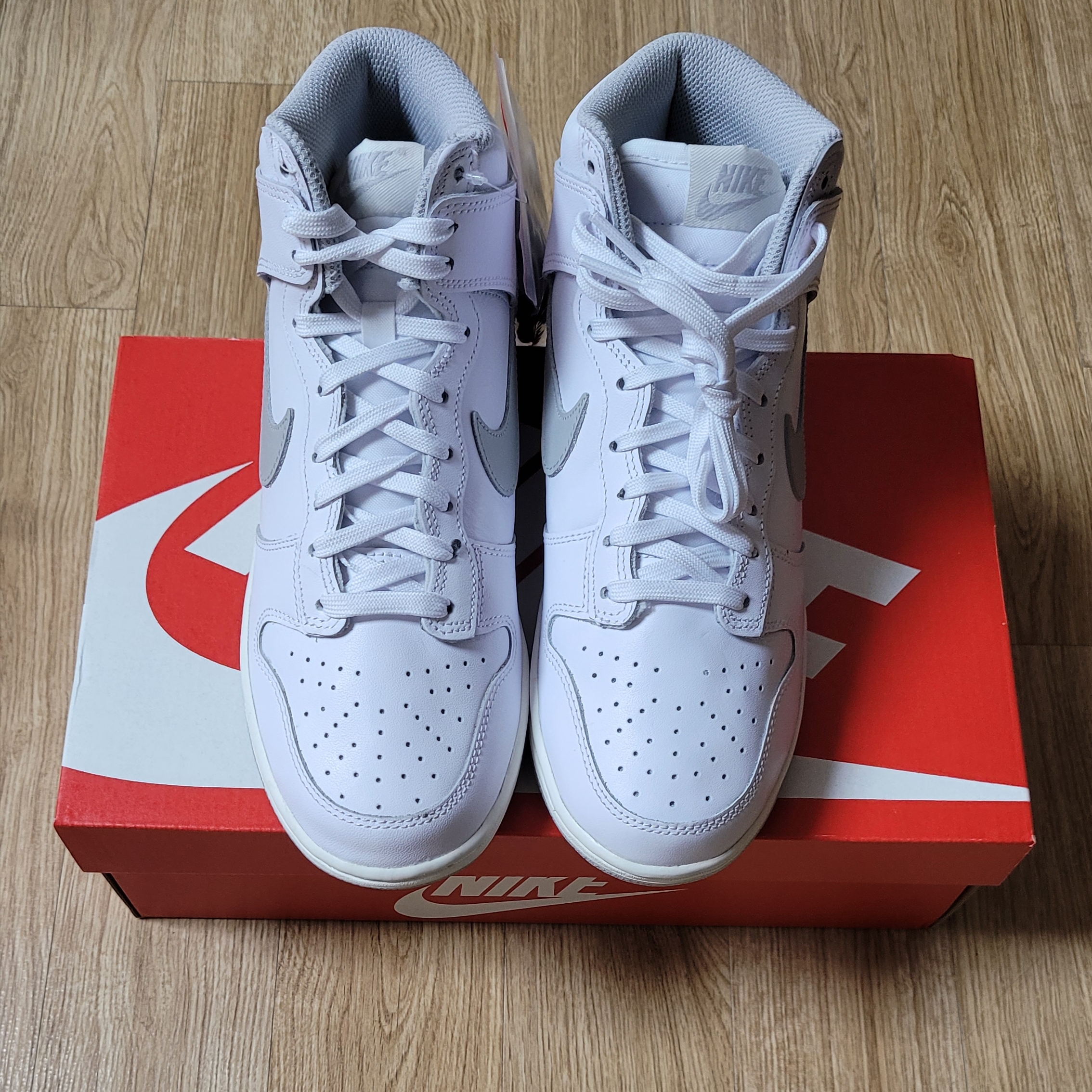 (W) Nike Dunk High White Grey Fog 착용 스타일