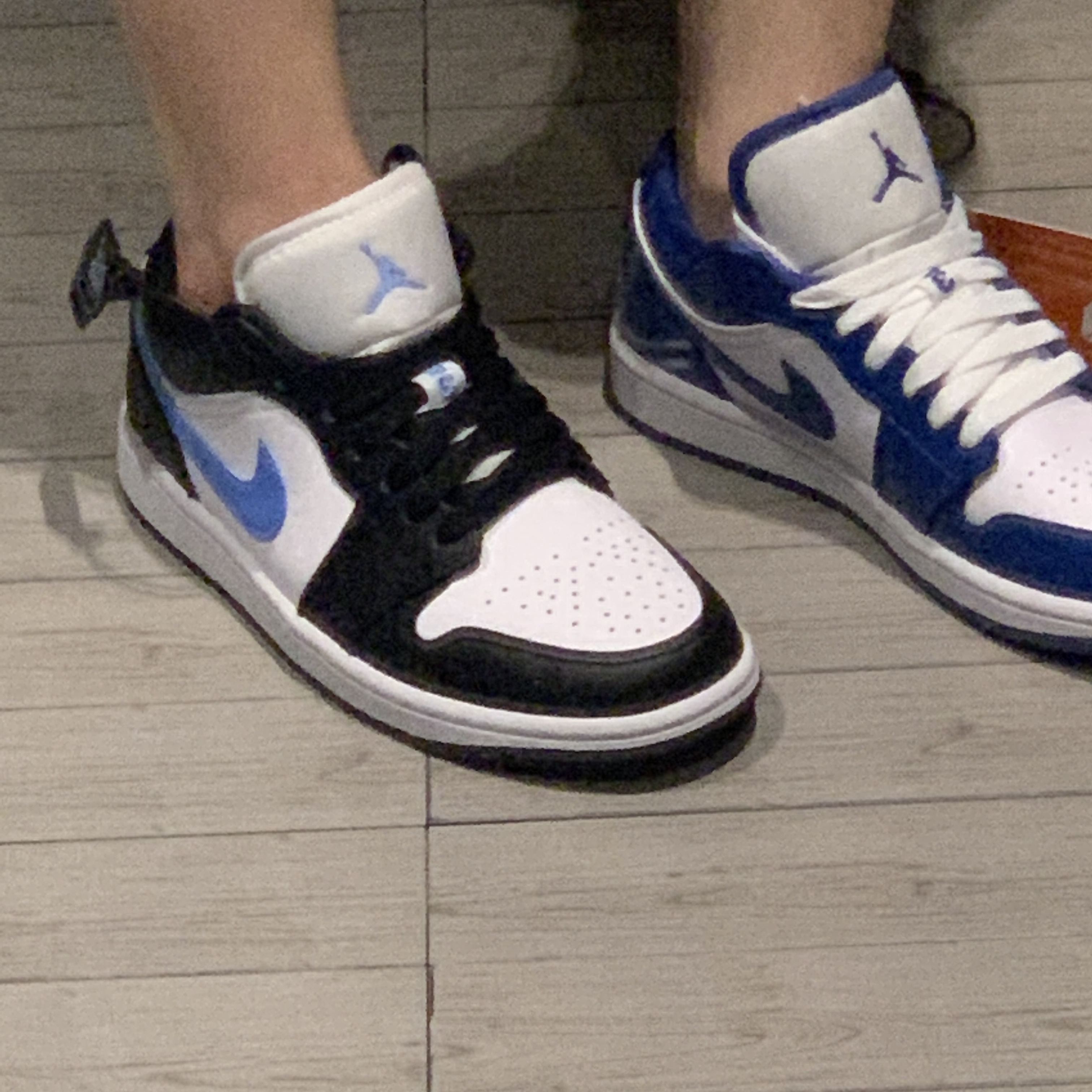 (W) Jordan 1 Low Black University Blue, (W) Jordan 1 Low White Dark Marina Blue 착용 스타일