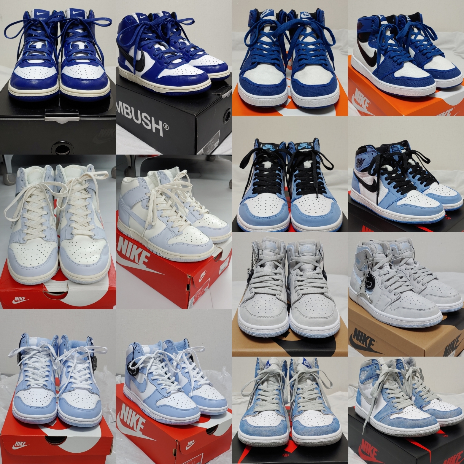 (W) Jordan 1 Low Black University Blue, (W) Jordan 1 Low White Dark Marina Blue 착용 스타일 - 2