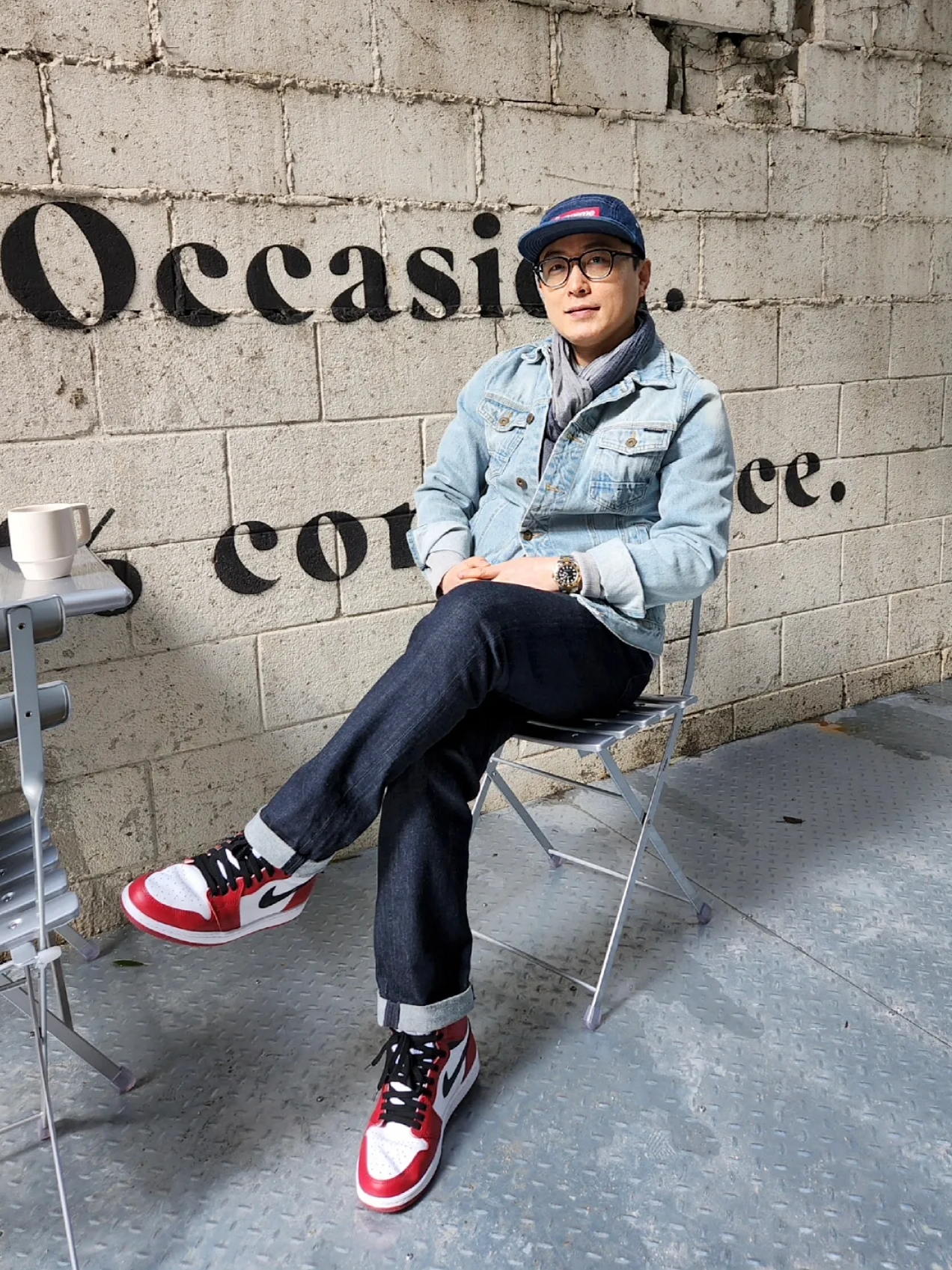 Supreme Washed Chino Twill Camp Cap Denim - 21SS 착용 스타일 - 2