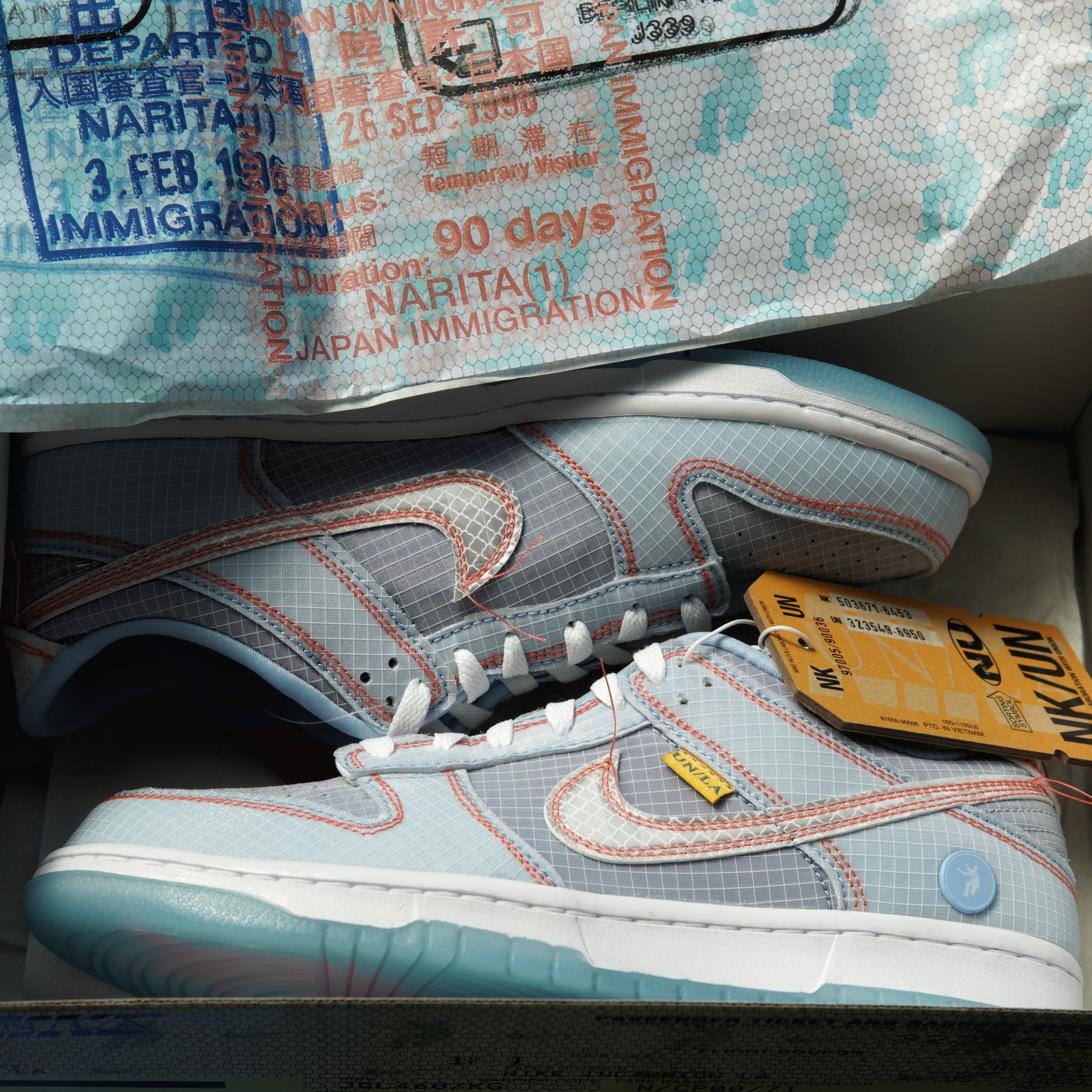 Nike x Union Dunk Low Passport Pack Argon 착용 스타일 - 3