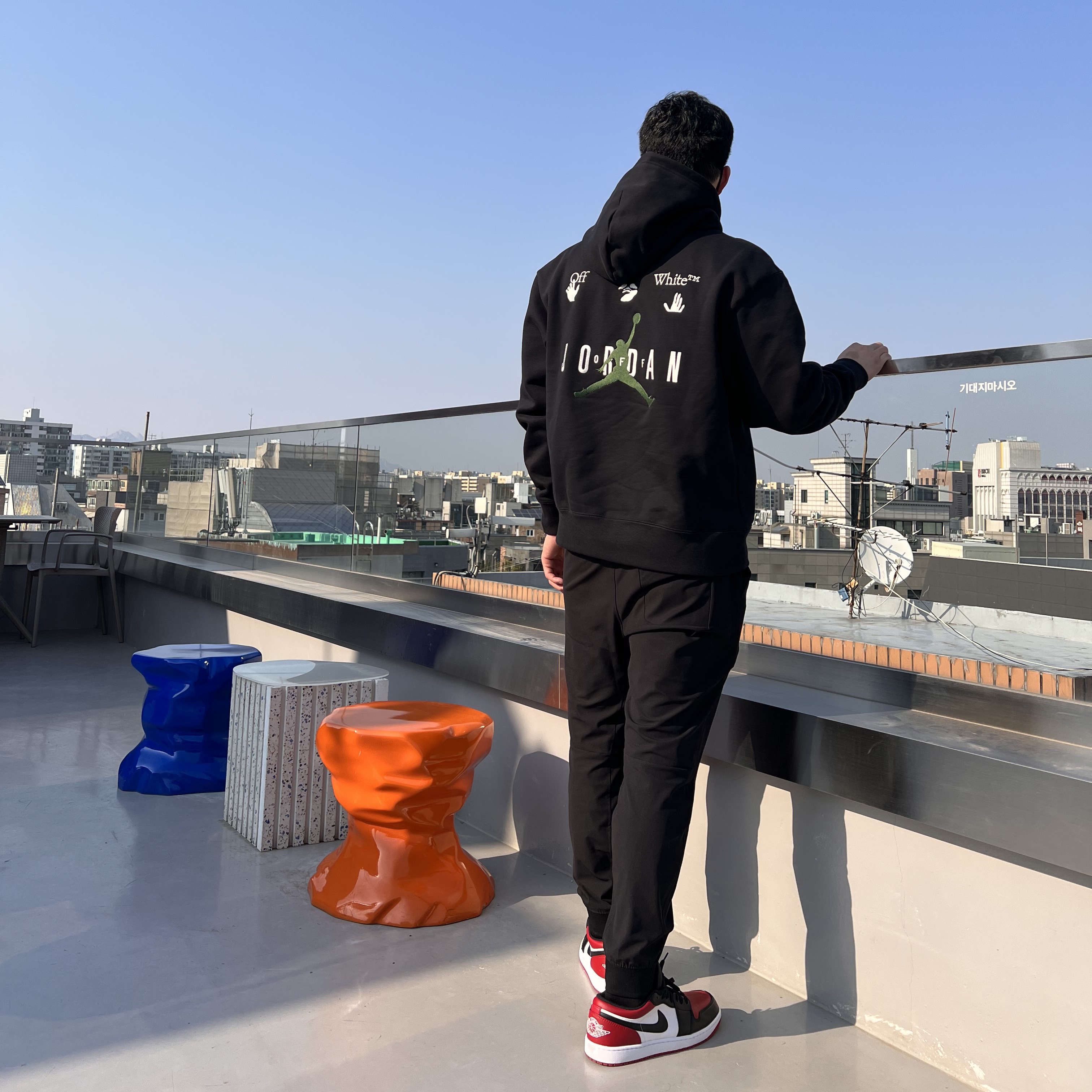 Jordan x Off-White Hoodie Black - Asia, Jordan 1 Low Bred Toe 착용 스타일