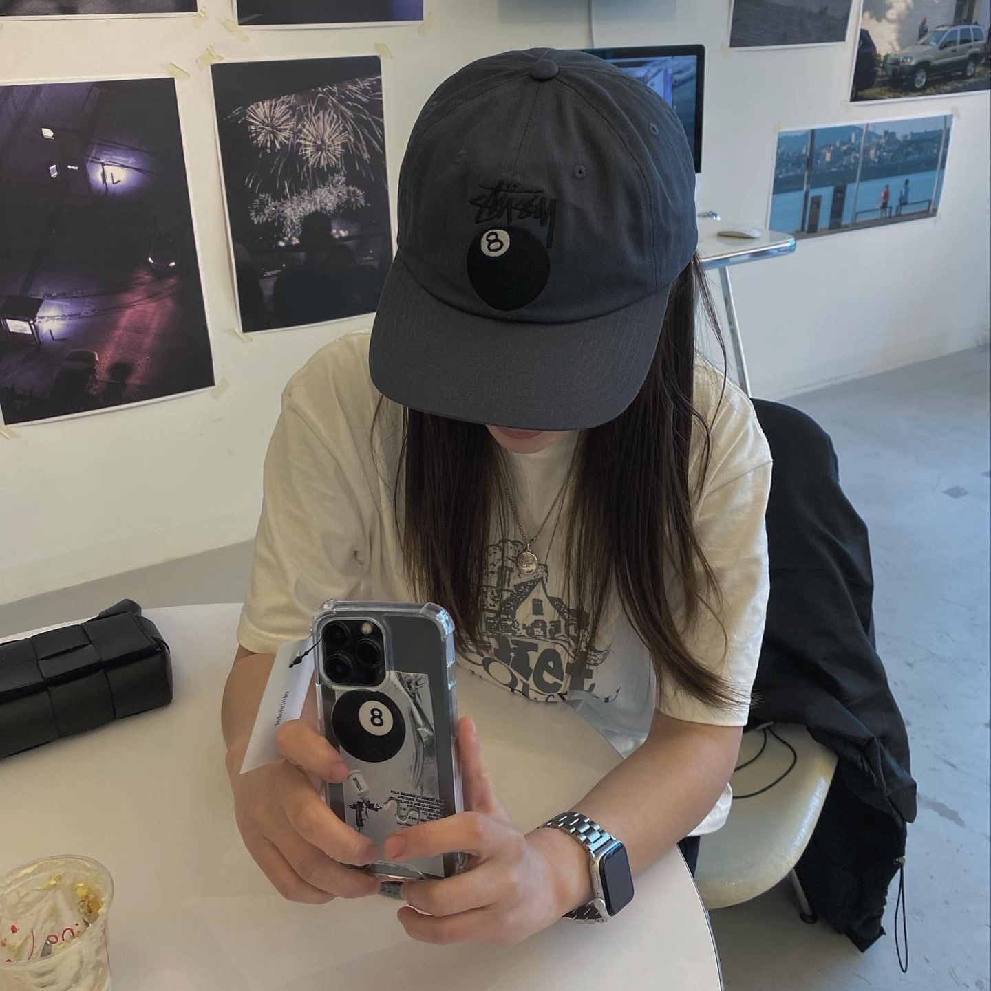 Stussy Stock 8 Ball Low Pro Cap Dark Grey 착용 스타일
