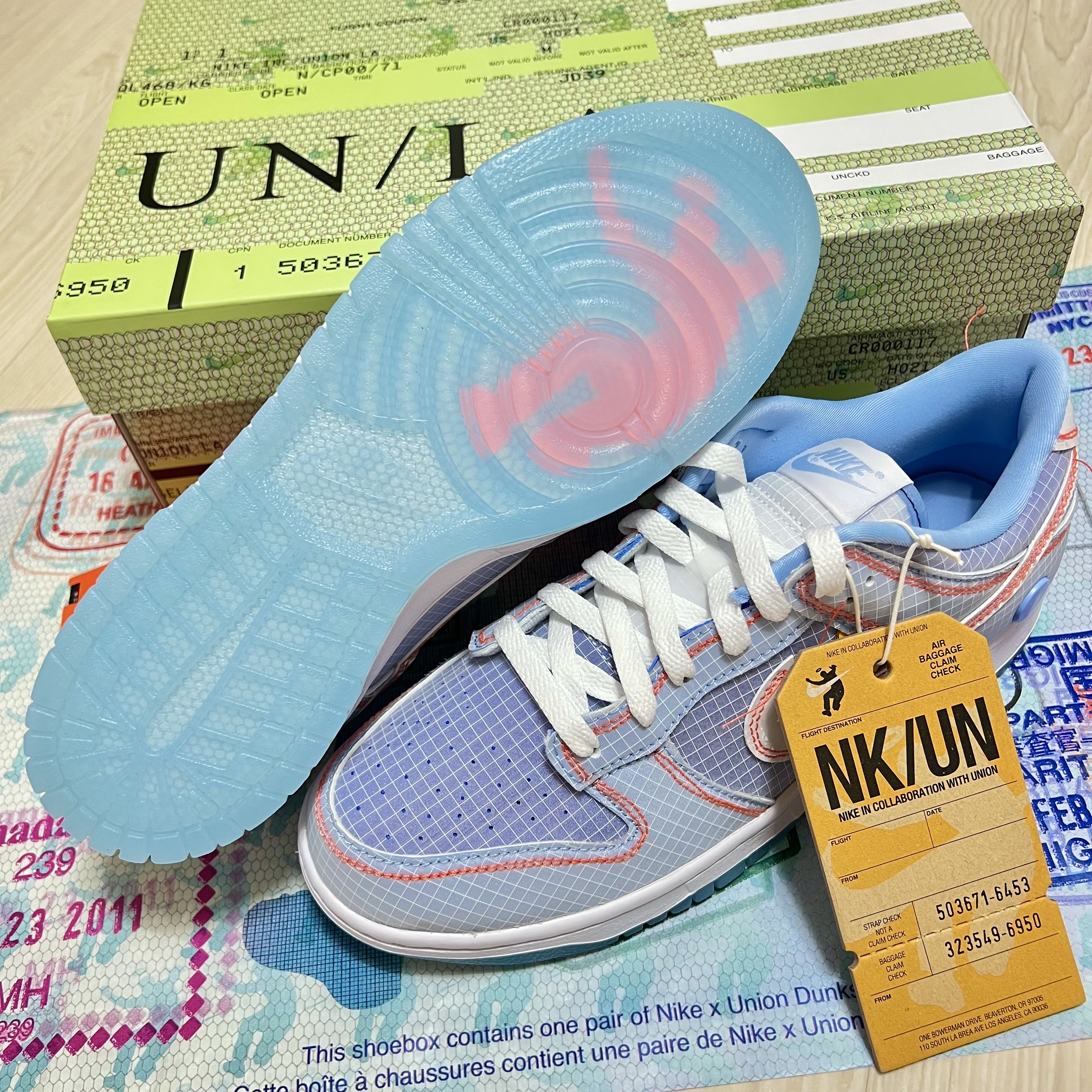 Nike x Union Dunk Low Passport Pack Argon 착용 스타일 - 1