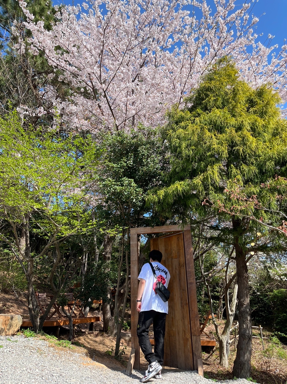Stussy Fuzzy Dice T-Shirt White 착용 스타일
