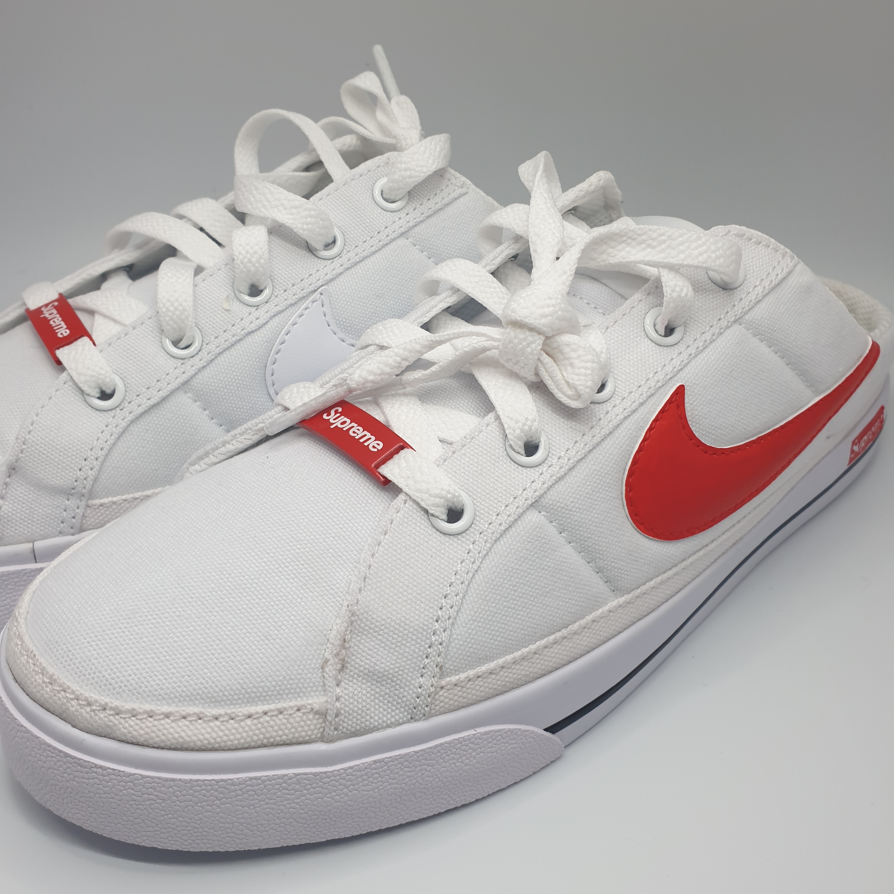 (W) Nike Court Legacy Mule White 착용 스타일 - 3