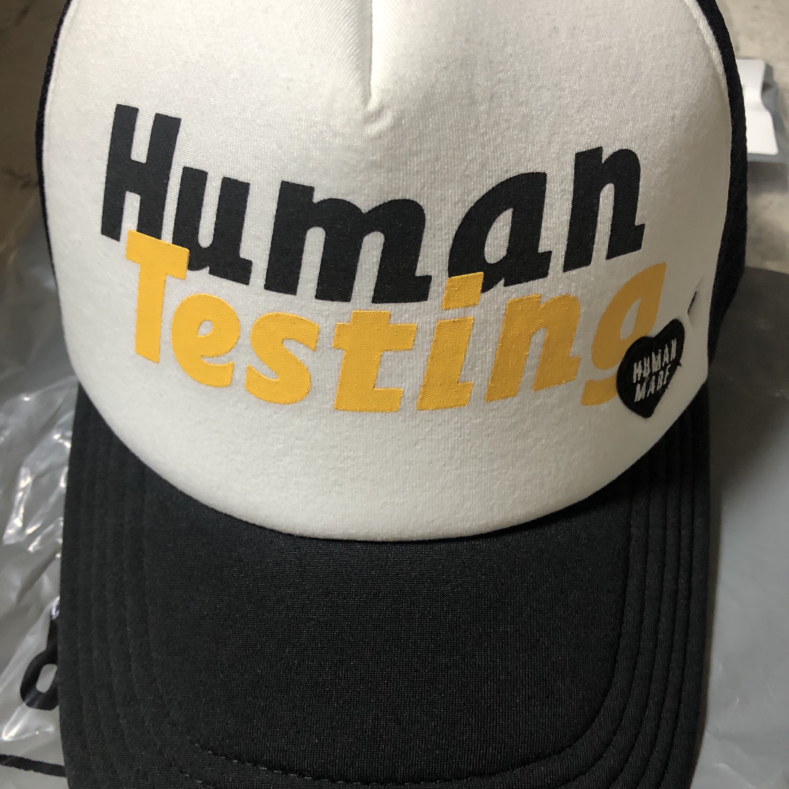 Human Made x A$AP Rocky Human Testing Mesh Cap Black White 착용 스타일