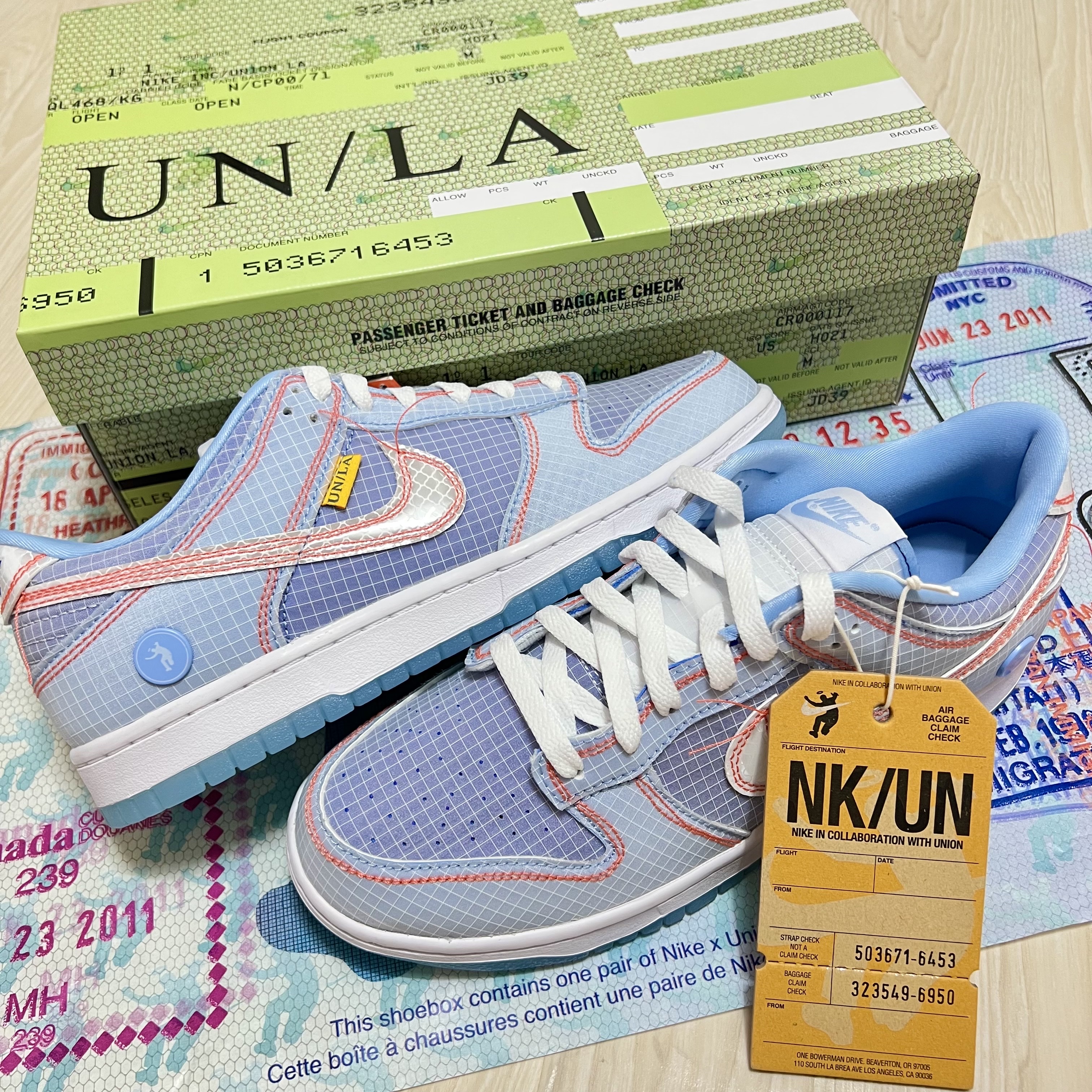 Nike x Union Dunk Low Passport Pack Argon 착용 스타일 - 2