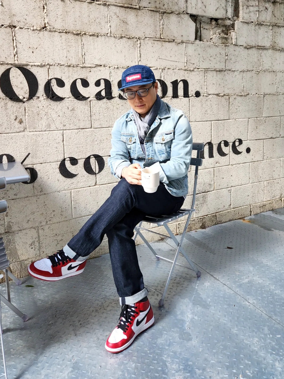 Supreme Washed Chino Twill Camp Cap Denim - 21SS 착용 스타일 - 1