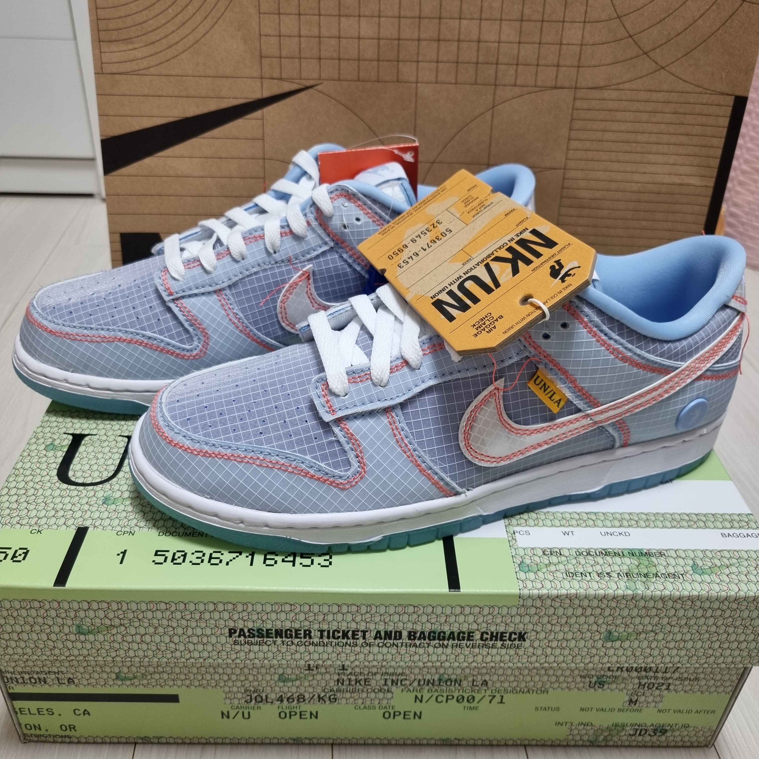 Nike x Union Dunk Low Passport Pack Argon 착용 스타일