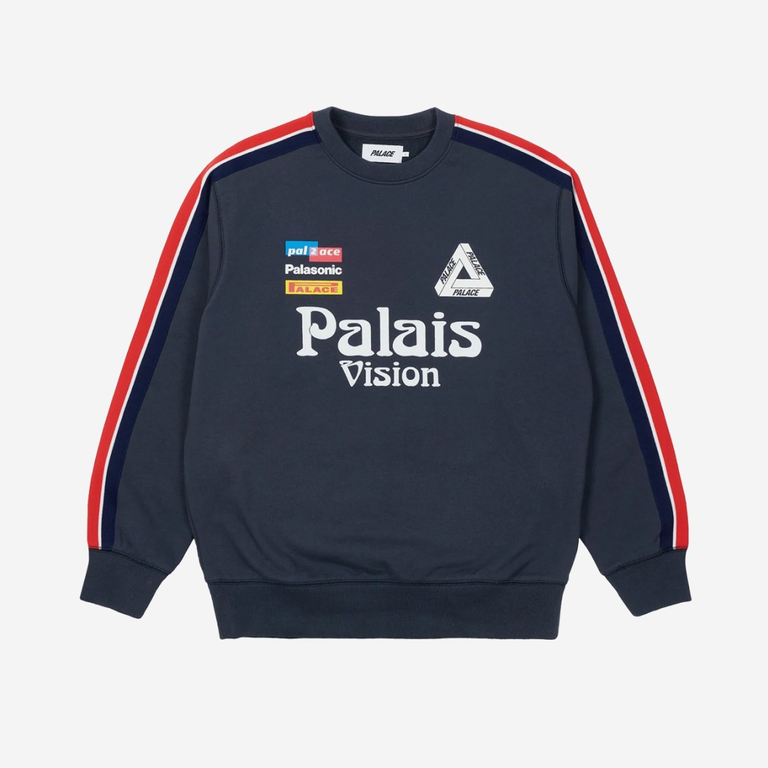 Palace Flag Stripe Crew Navy - 22SS 상세 이미지 1