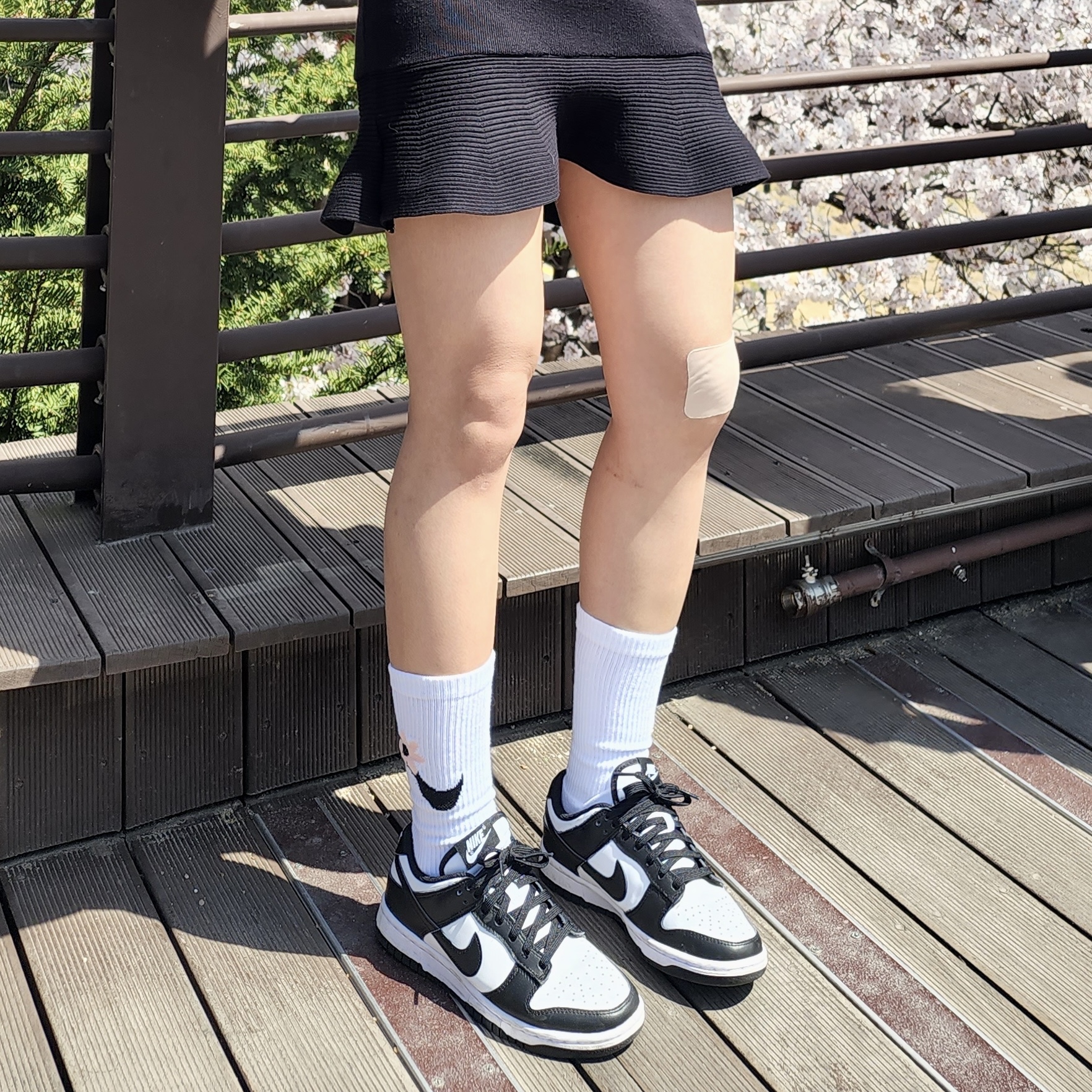 (W) Nike Dunk Low Black, (Kids) Nike Everyday Plus Socks Pink White (6 Pack/Korean Ver.) 착용 스타일