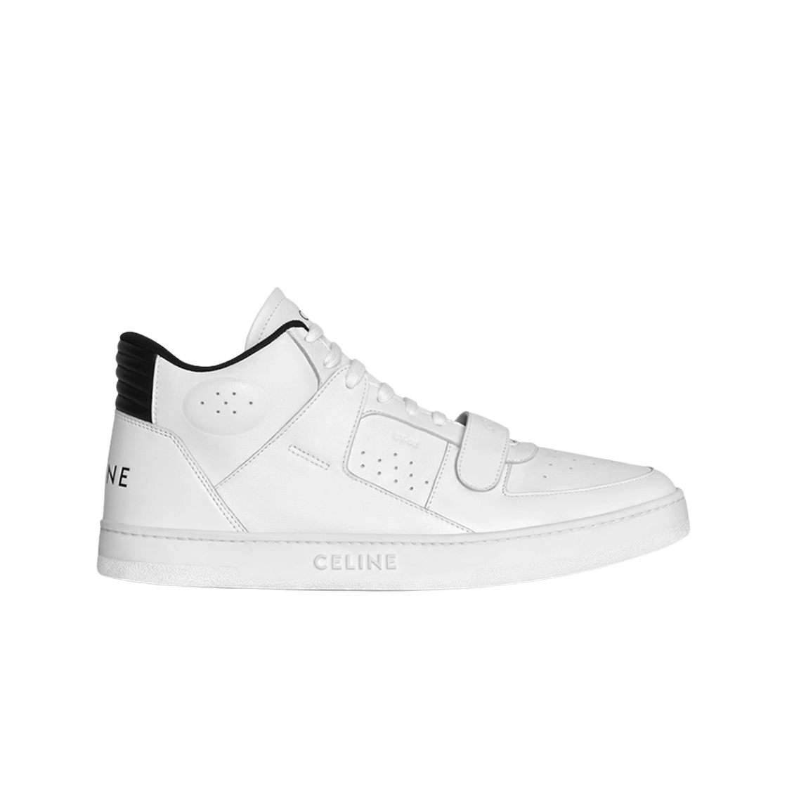 셀린느 CT-02 미드 스니커즈 벨크로 카프스킨 옵틱 화이트 블랙(Celine Ct-02 Mid Sneakers with Velcro in Calfskin Optic White Black)