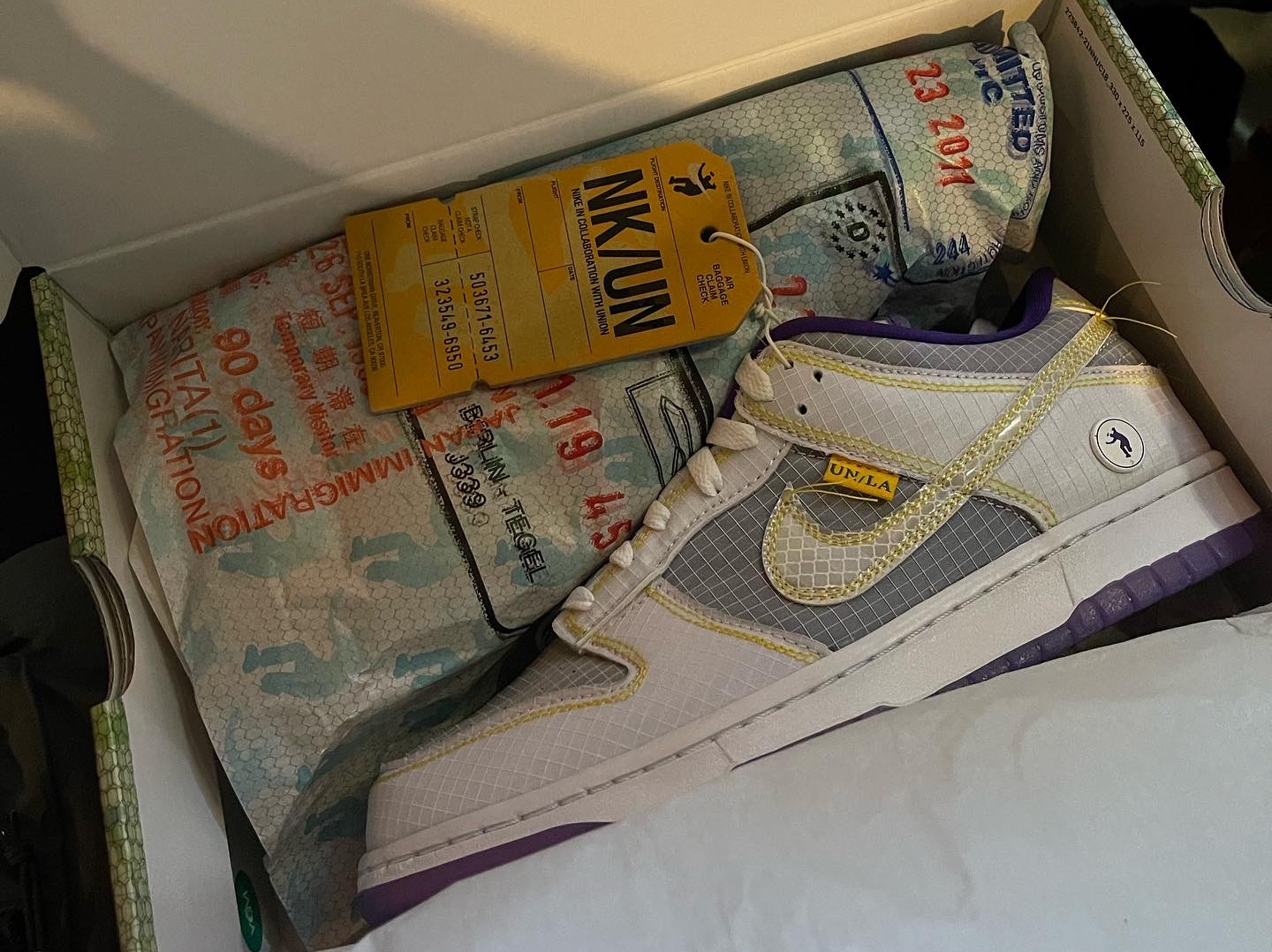Nike x Union Dunk Low Passport Pack Court Purple White 착용 스타일 - 3