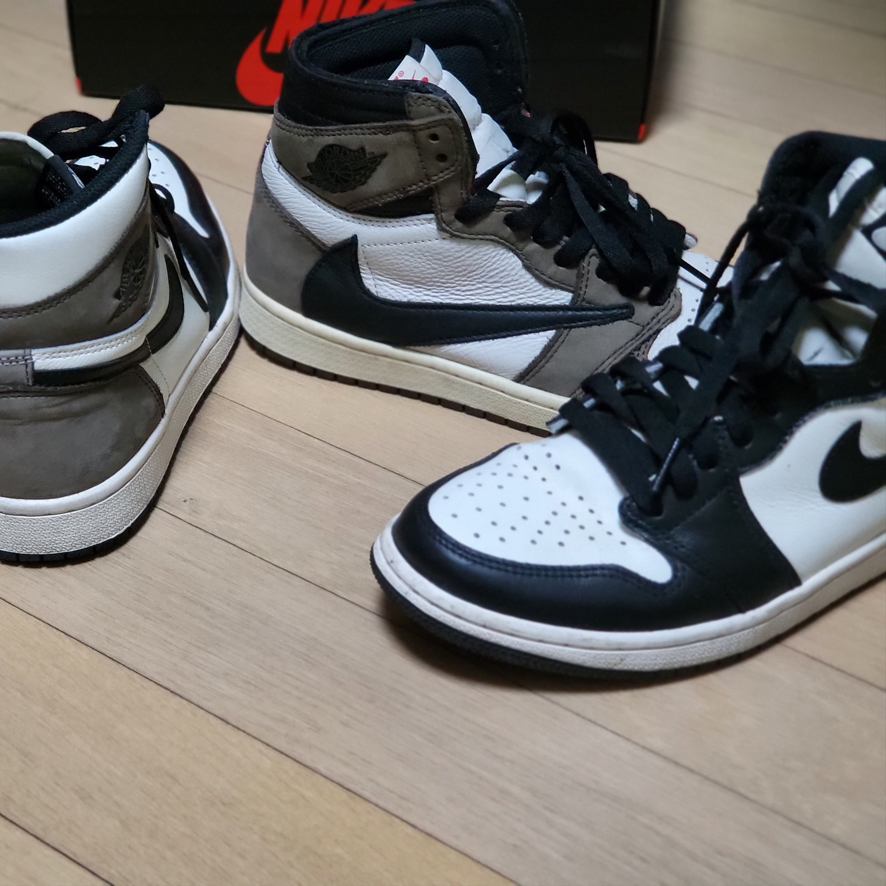 Jordan 1 x Travis Scott Retro High OG SP Mocha, Jordan 1 Retro High OG Black Mocha 착용 스타일 - 2