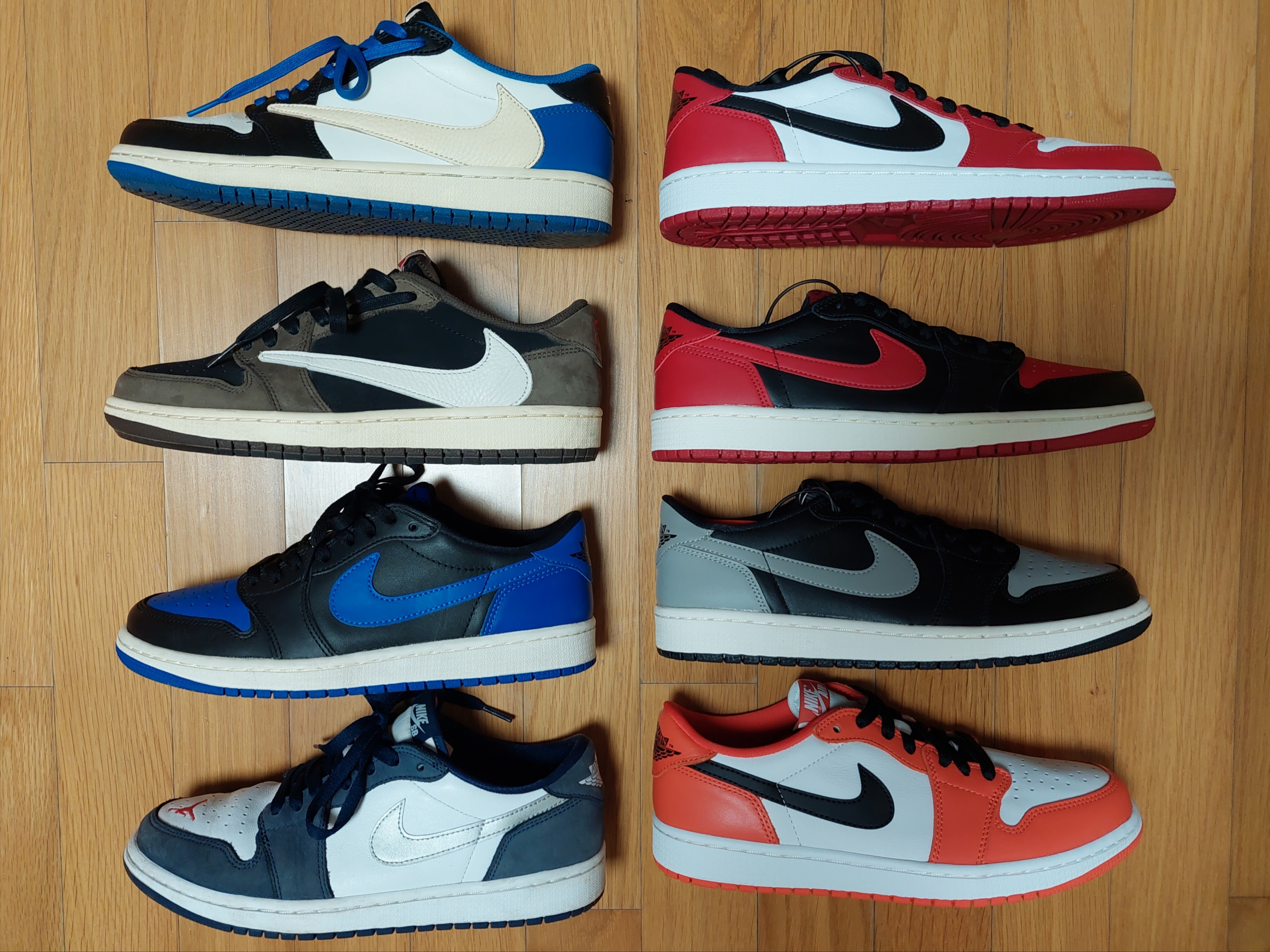 Jordan 1 x Travis Scott x Fragment Retro Low OG SP Military Blue, Jordan 1 Retro Low OG Chicago 2016 착용 스타일