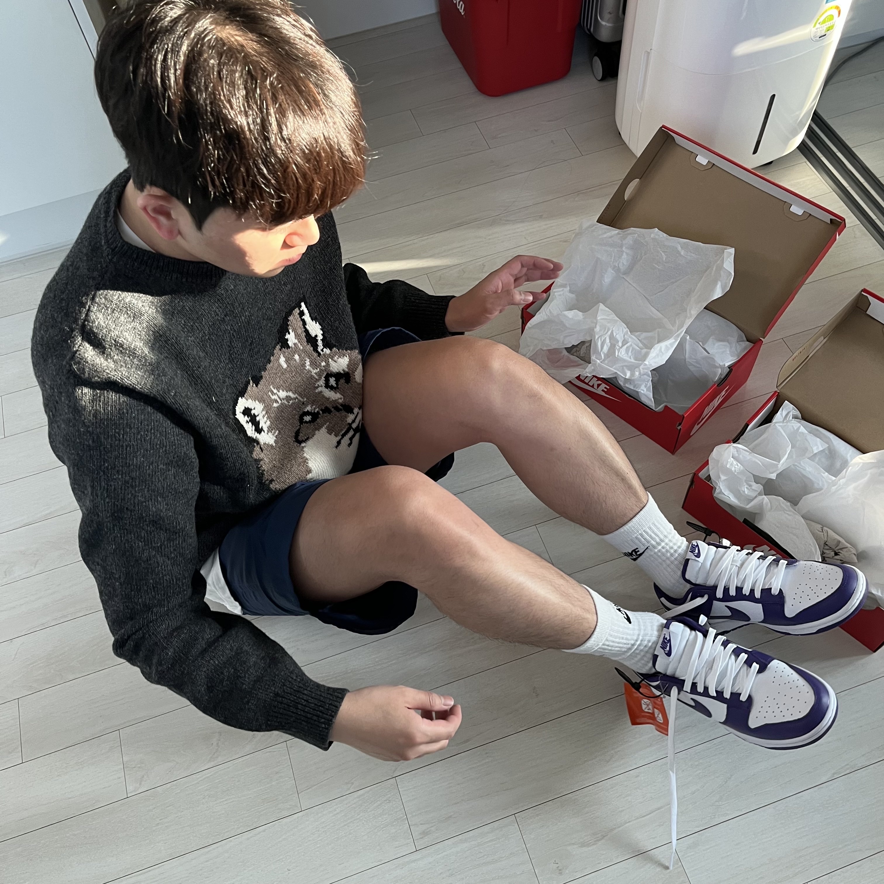 Nike Dunk Low Retro Championship Court Purple, Patagonia Baggies Longs 7 Inch Black 착용 스타일 - 2