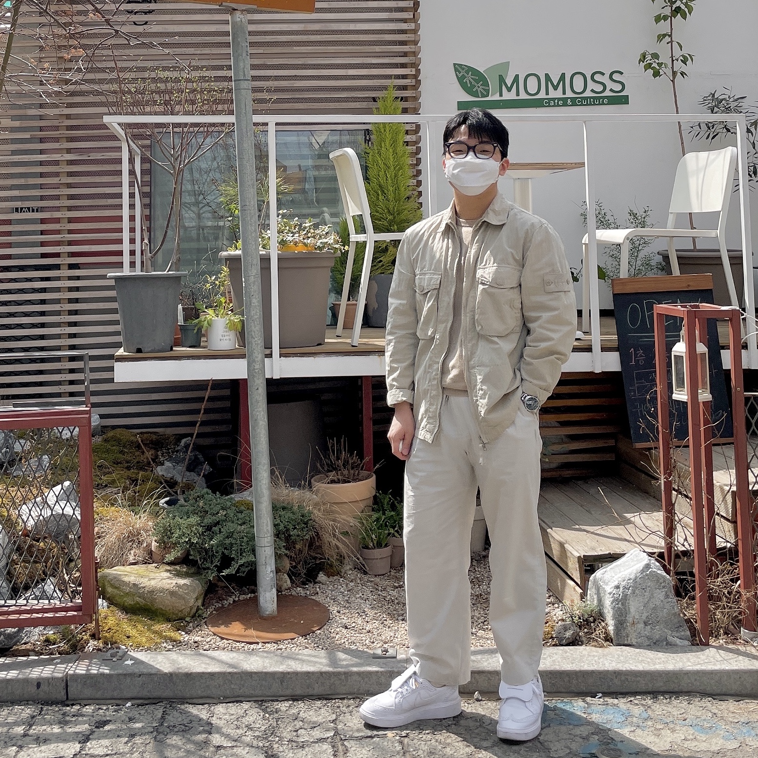 Nike x Peaceminusone Kwondo1 White 착용 스타일 - 2