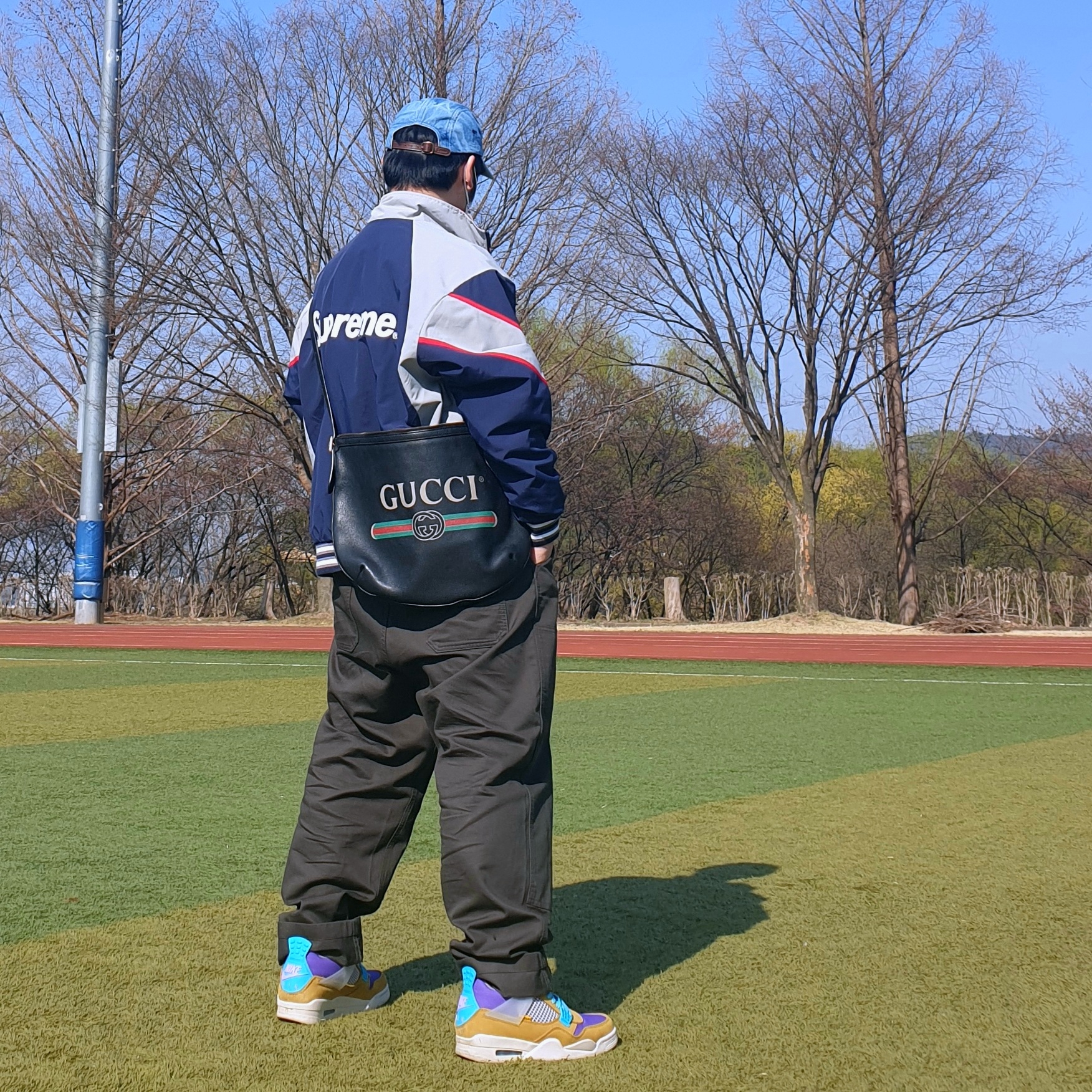Supreme x New York Yankees Track Jacket Navy - 21FW, Jordan 4 x Union Retro SP Desert Moss 착용 스타일