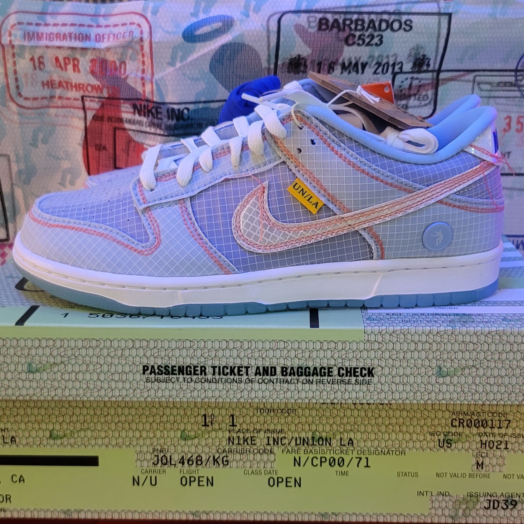 Nike x Union Dunk Low Passport Pack Argon 착용 스타일