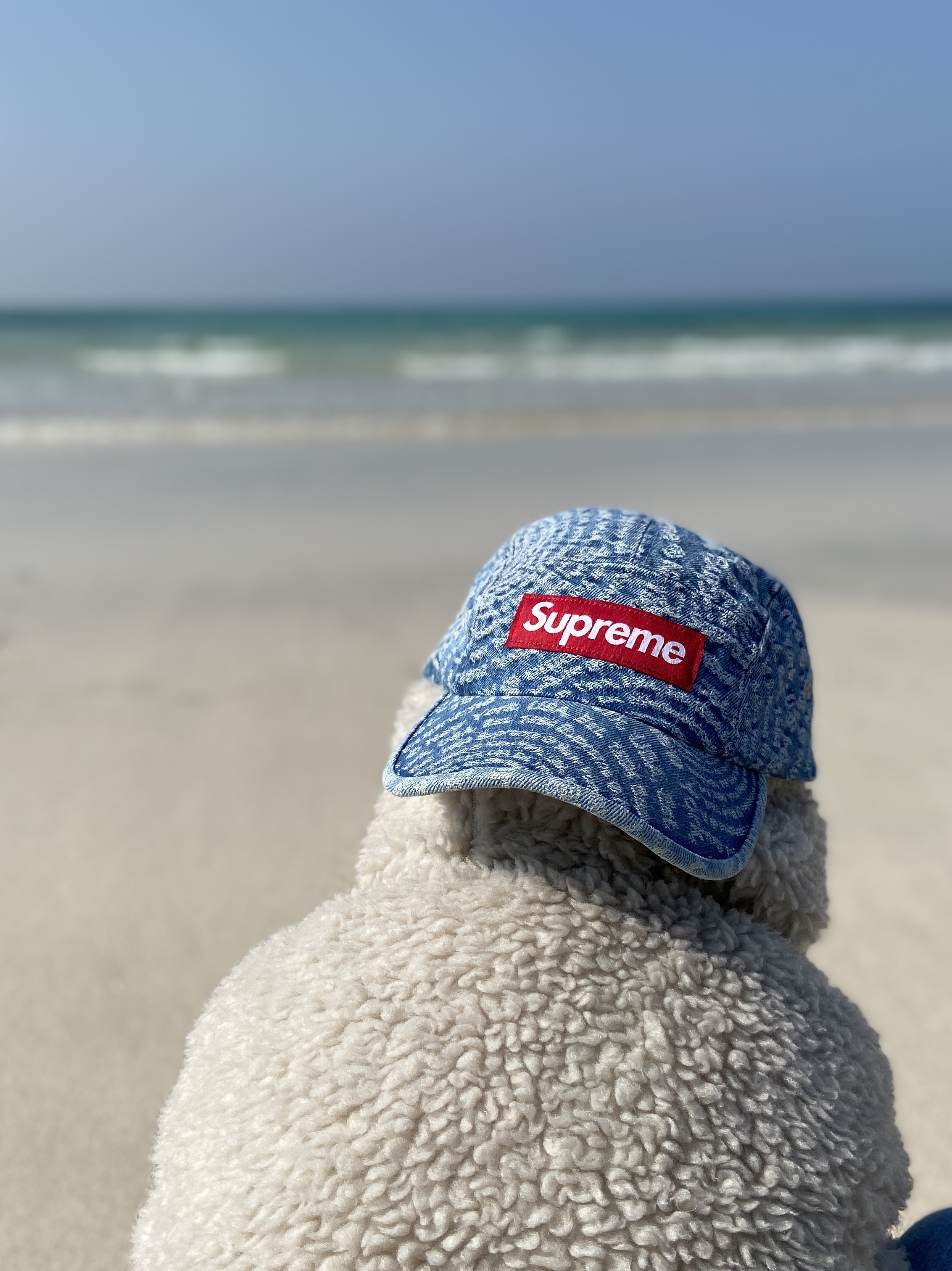 Supreme Circles Jacquard Denim Camp Cap Blue - 21FW, Nike Dunk Low Retro Black 착용 스타일 - 2