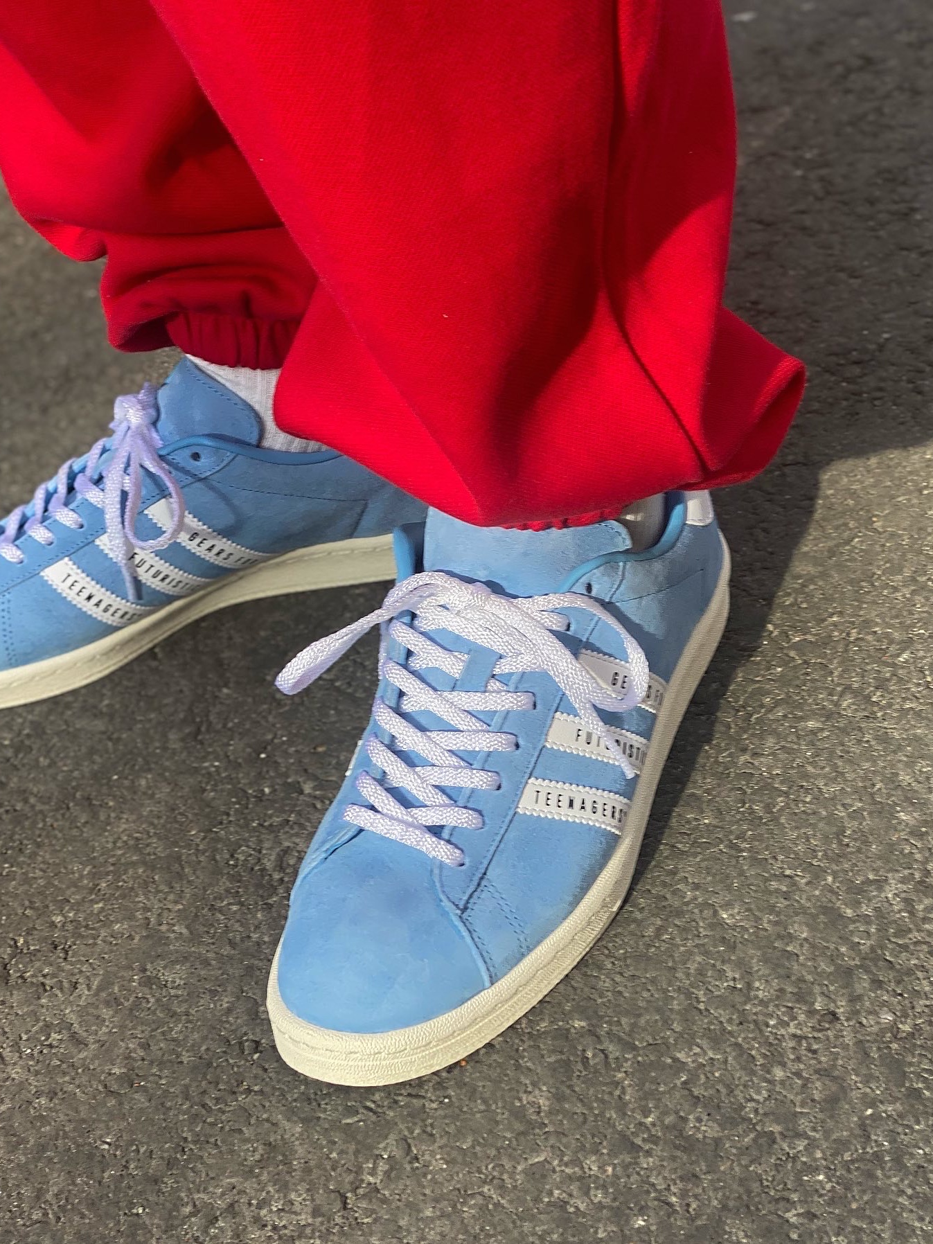 Adidas x Human Made Campus Light Blue 착용 스타일 - 3