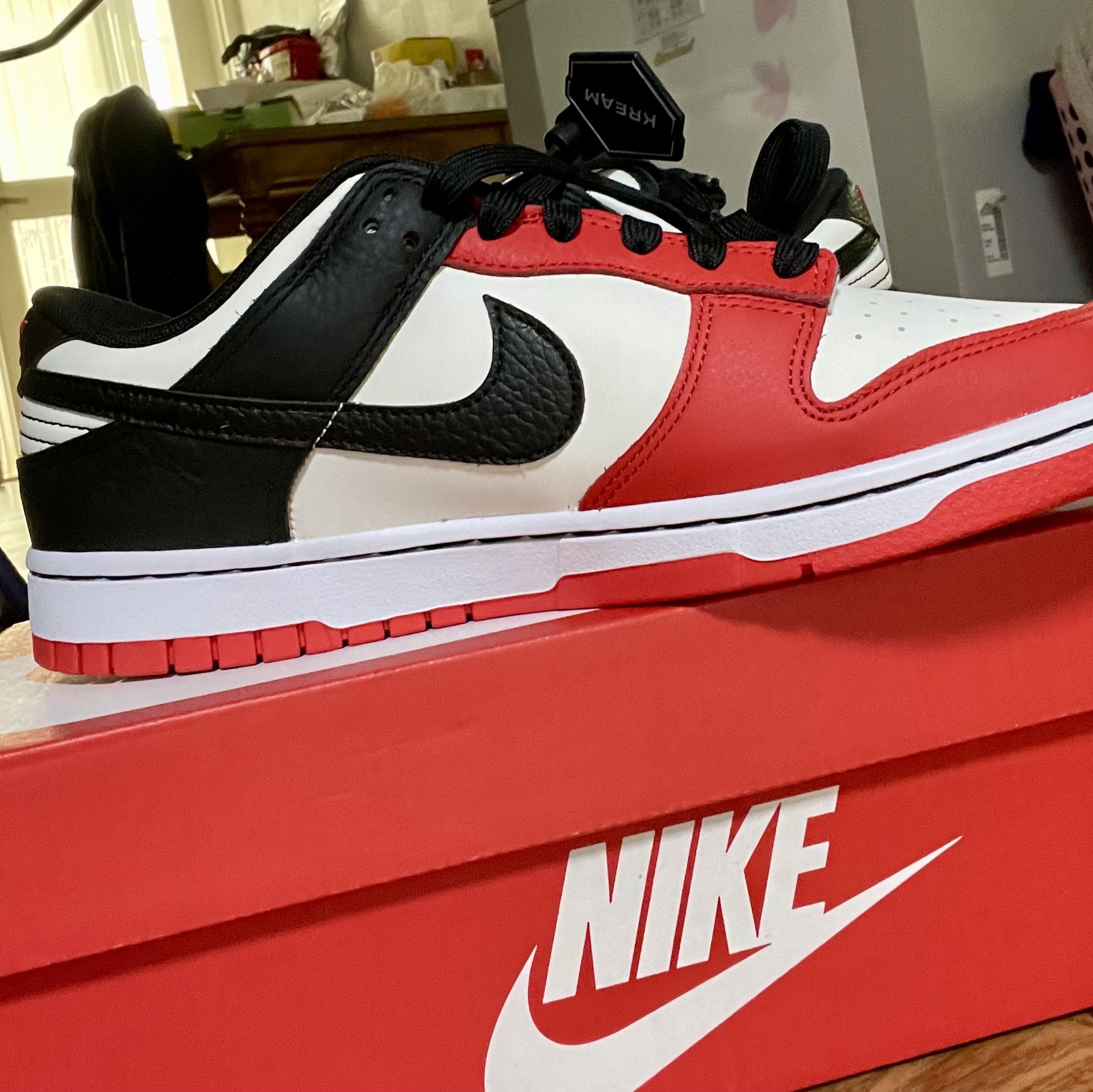 Nike x NBA Dunk Low Retro EMB Black and Chile Red 착용 스타일 - 2
