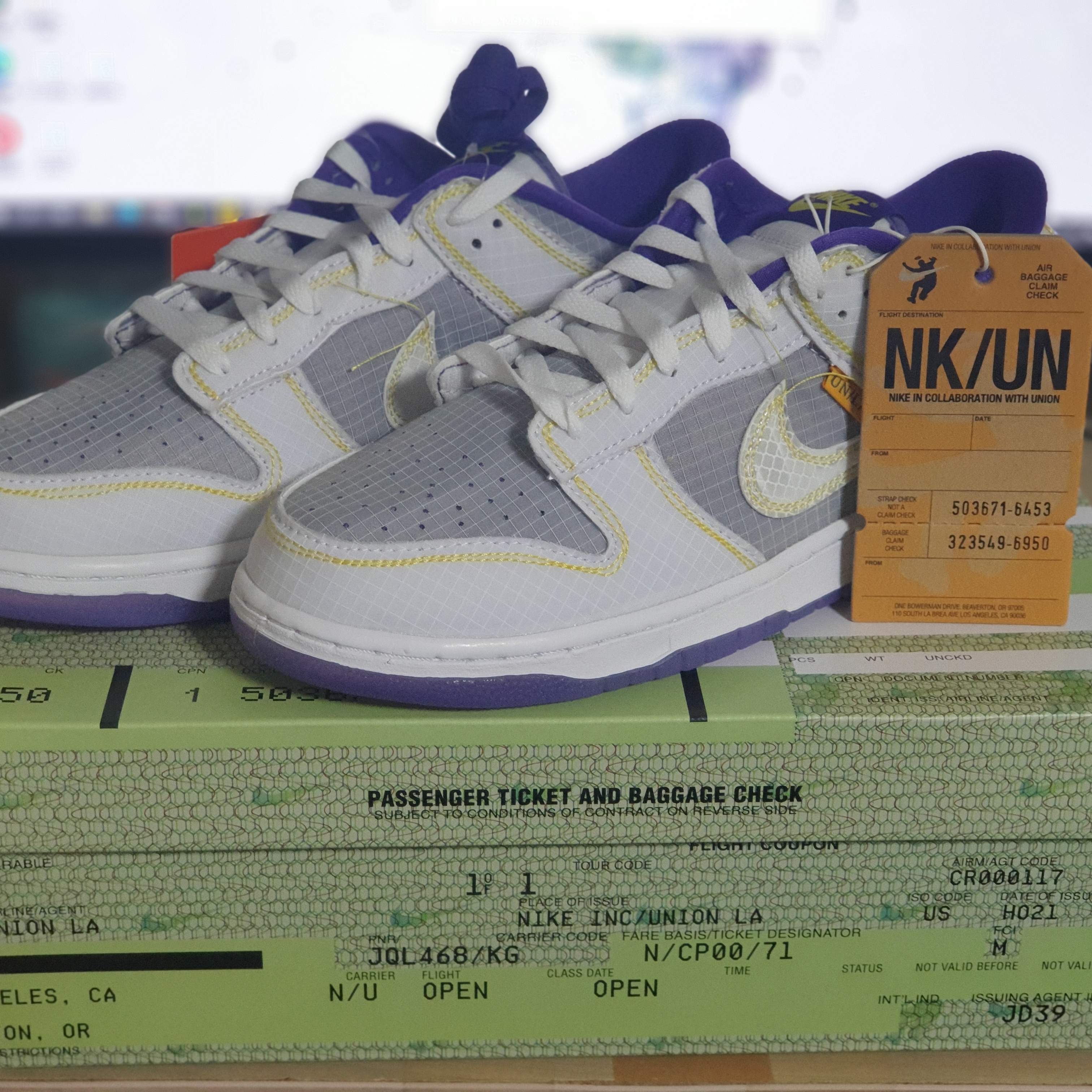 Nike x Union Dunk Low Passport Pack Court Purple White 착용 스타일
