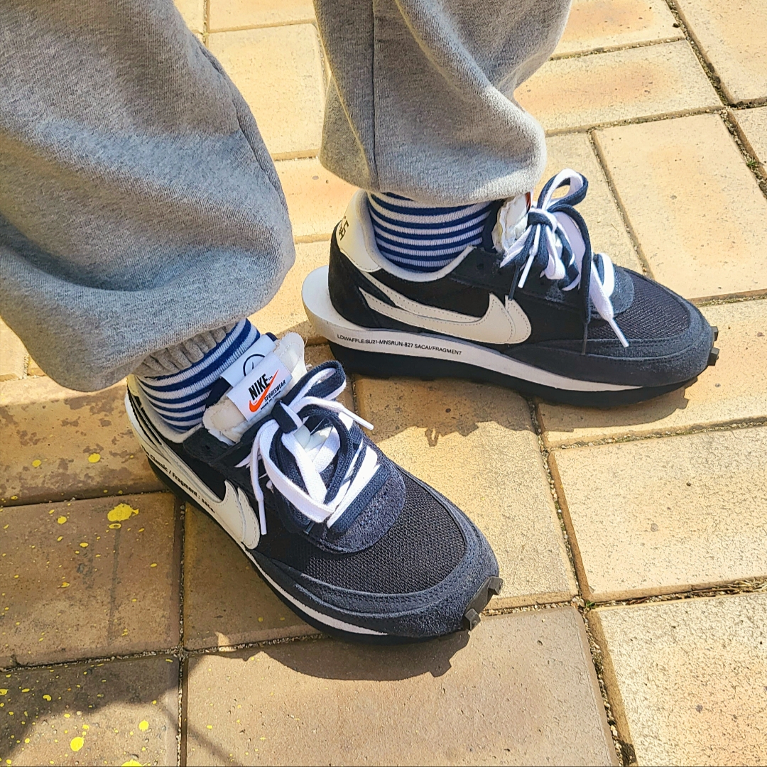 Nike x Sacai x Fragment LDWaffle Blackened Blue 착용 스타일